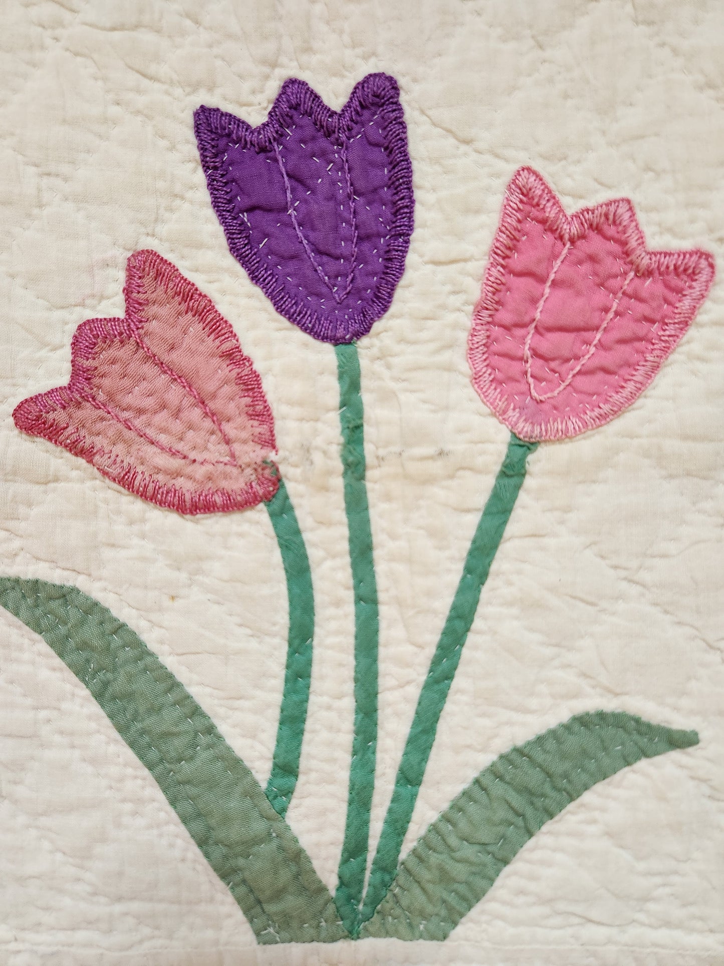 Vintage Tulip Applique Quilt c1930