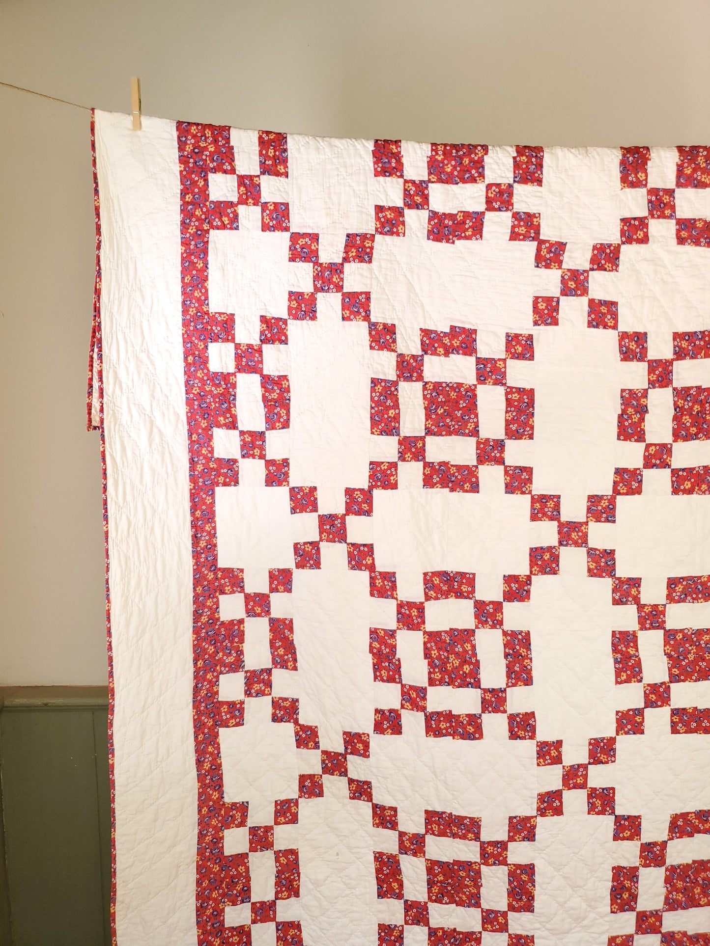 Red Rose Vintage Patchwork Quilt