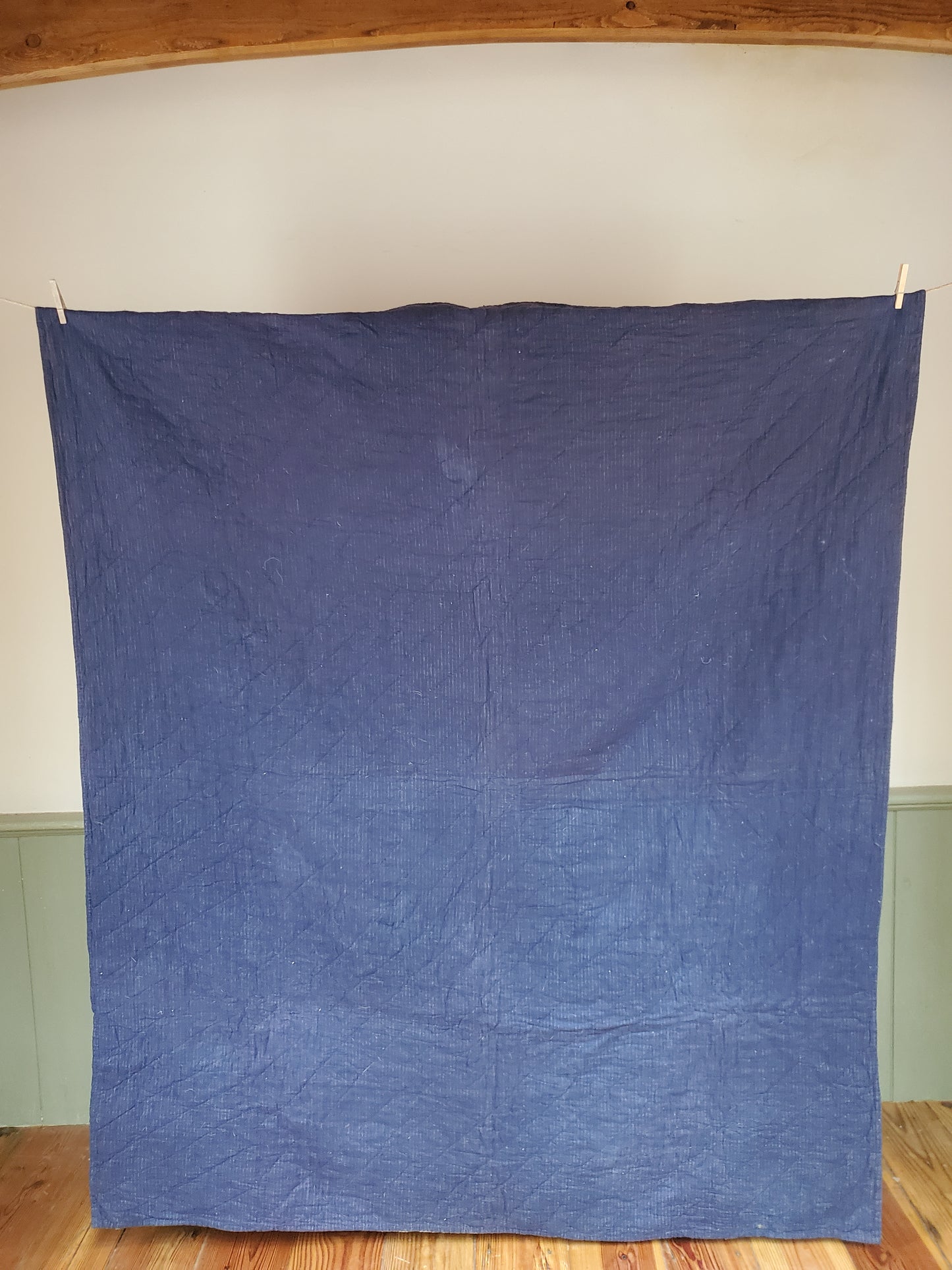 Antique Lion Coat of Arms, Heraldic Crest Block Flannel Quilt, ca 1900