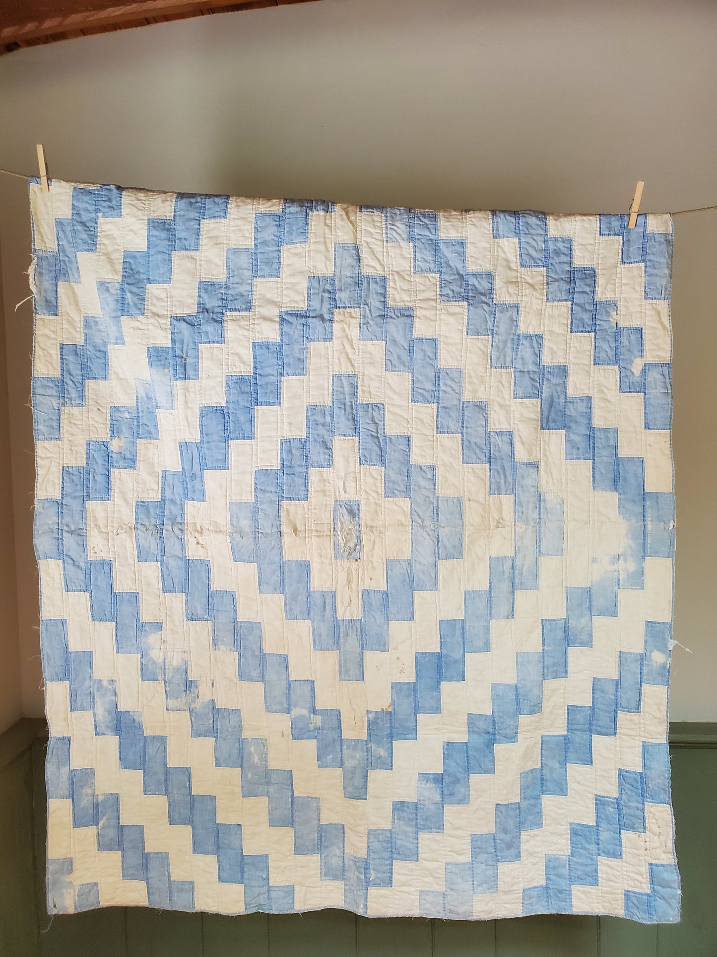 Blue and White Patchwork Crib Quilt
