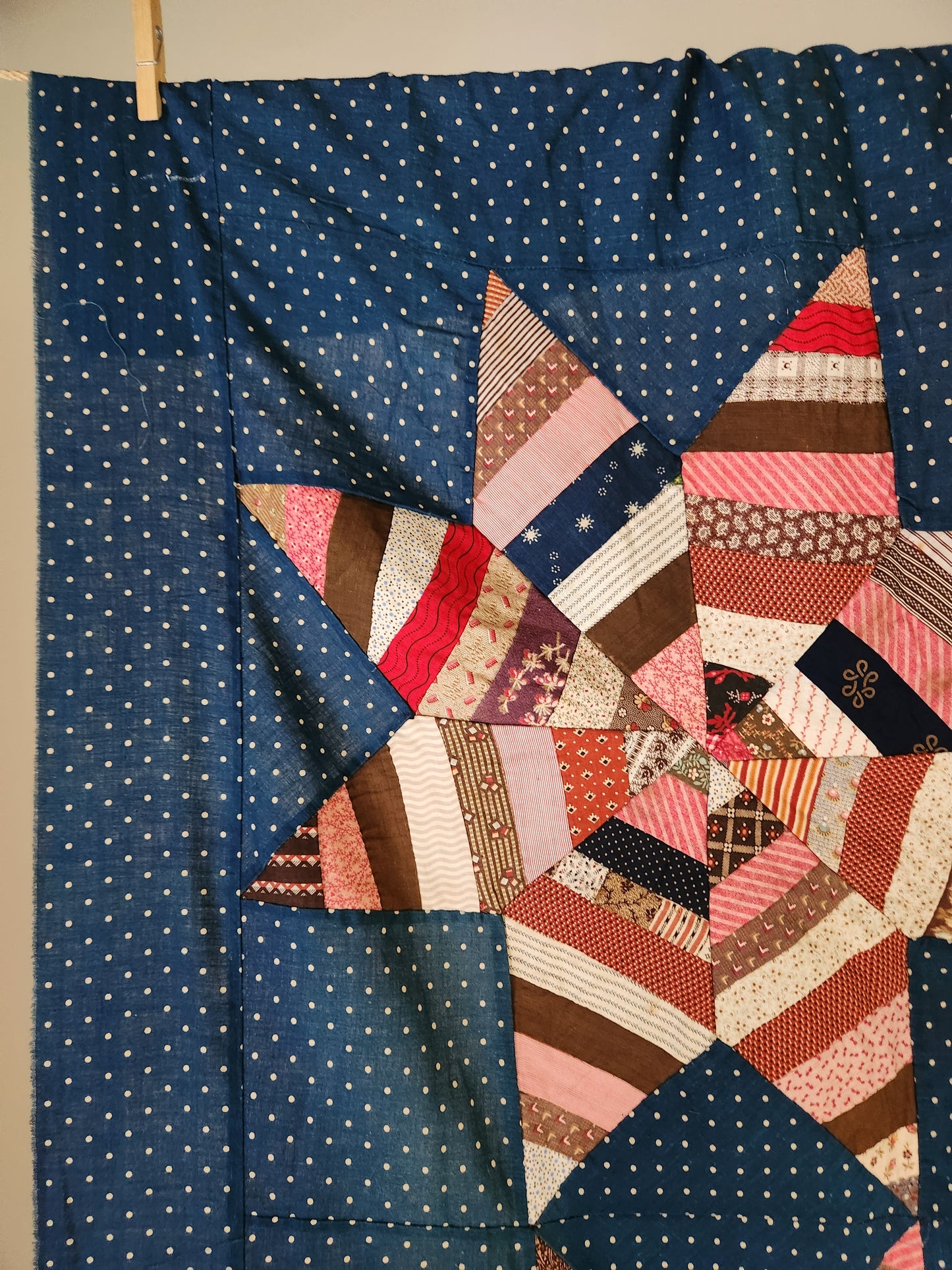 Stunning 19th Century String Star Quilt Top