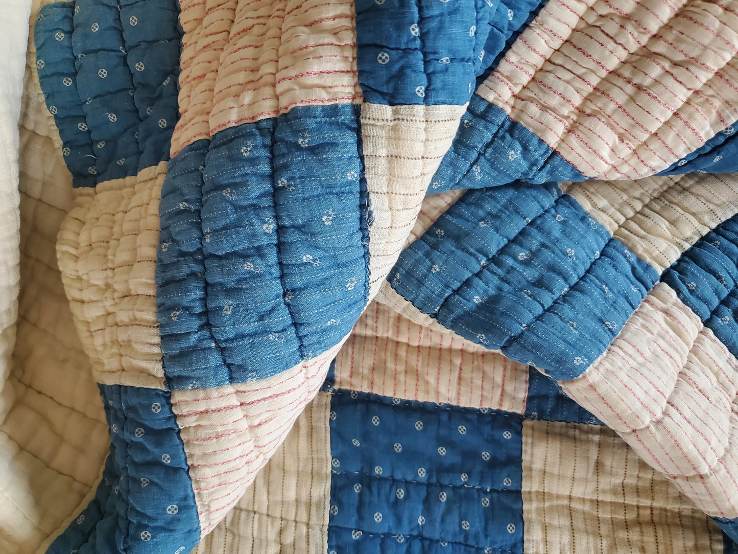 Antique Indigo Patchwork Quilt, ca 1920