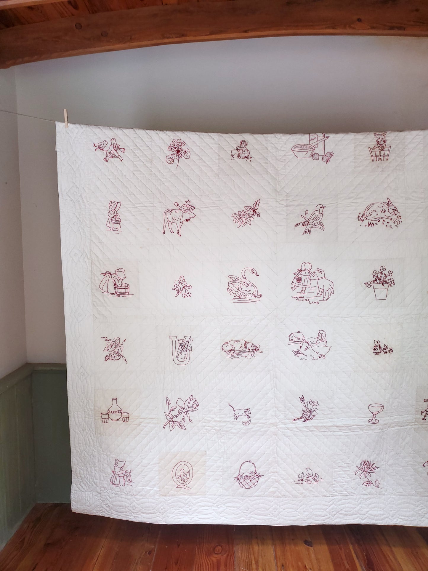 Redwork Vintage Quilt ca 1930