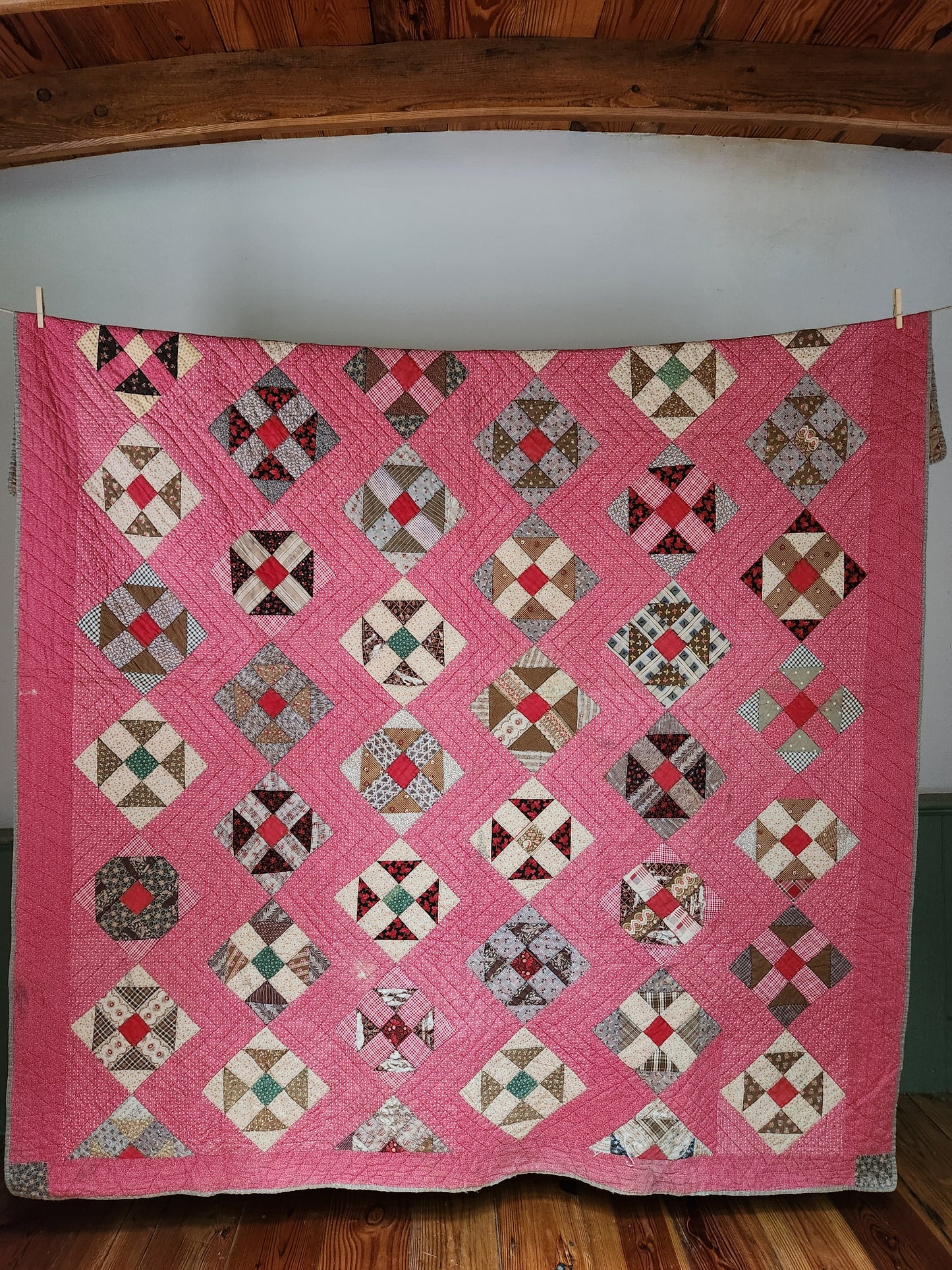 19th Century Pink Patchwork Quilt