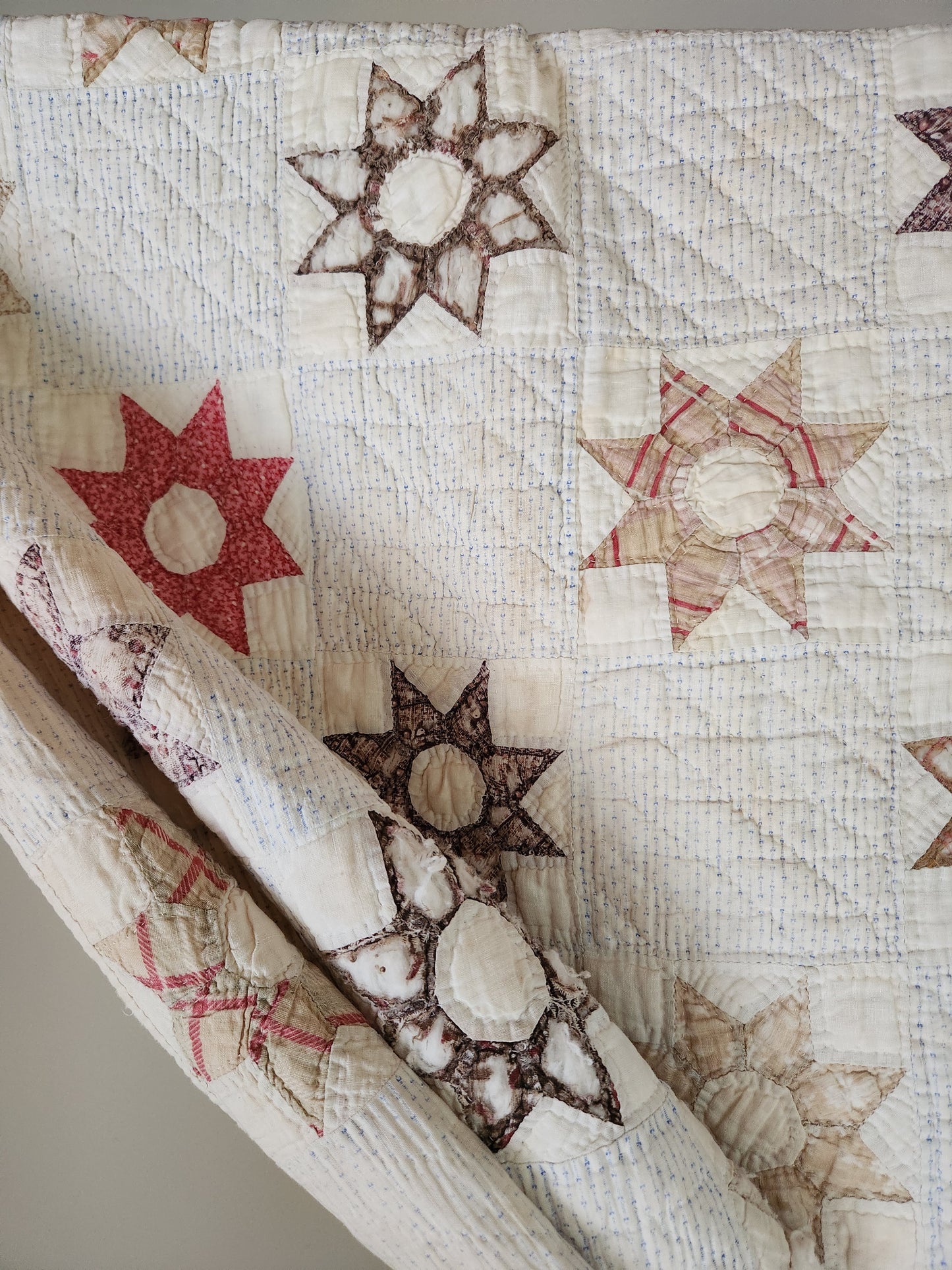 Well-Loved Antique Star Quilt c1900