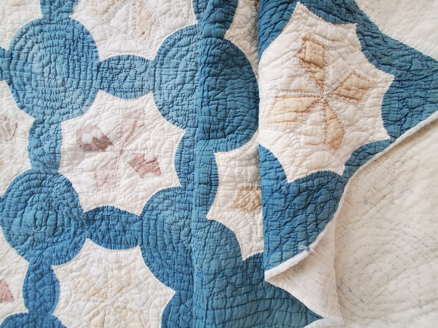 Home Again Blue & White Antique Quilt, ca 1900