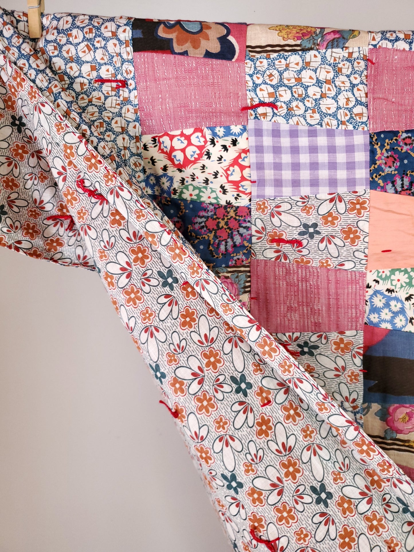 Hand Tied Vintage Quilt ca 1940