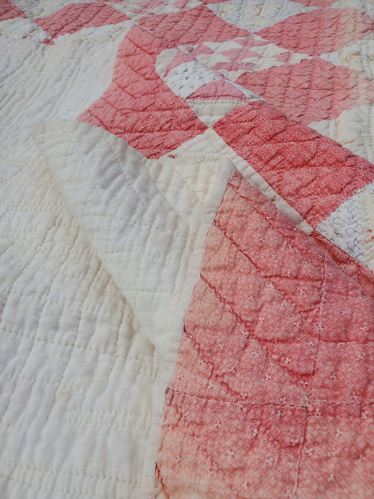 Antique Pink & White Patchwork Quilt