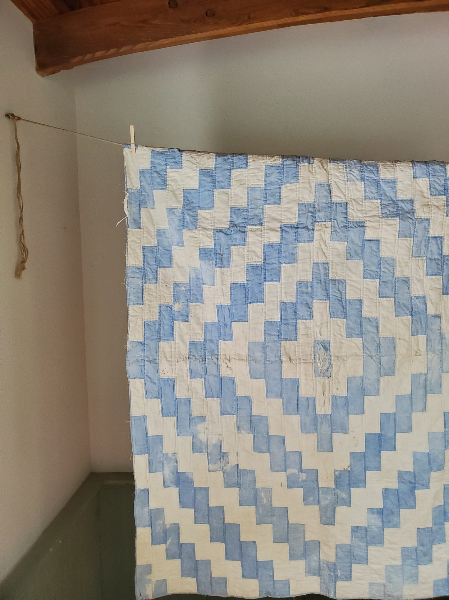 Blue and White Patchwork Crib Quilt