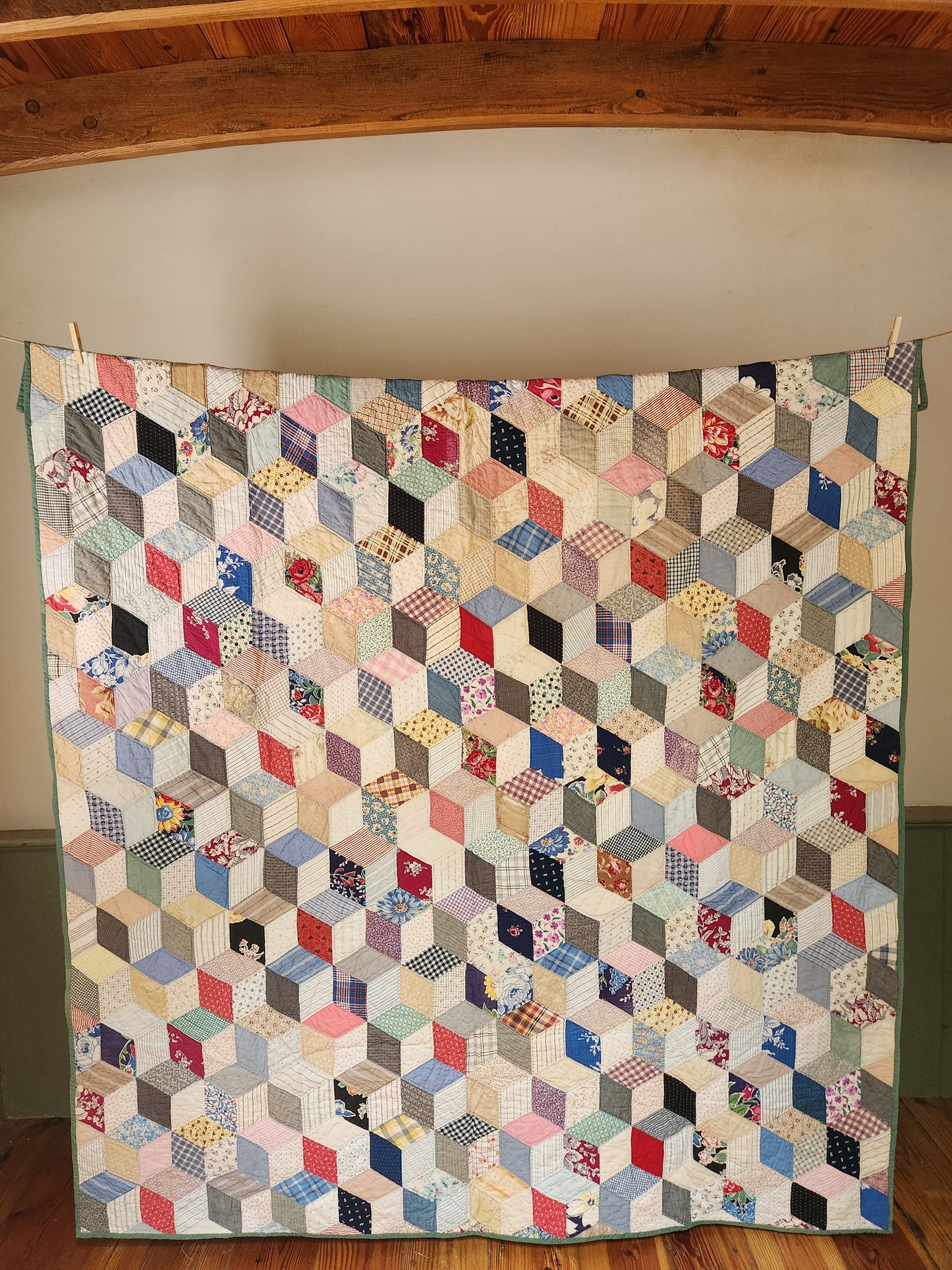 Vintage Tumbling Block Quilt