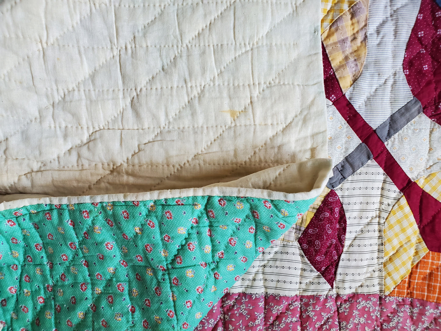 Vintage Patchwork Tulip Quilt ca1940
