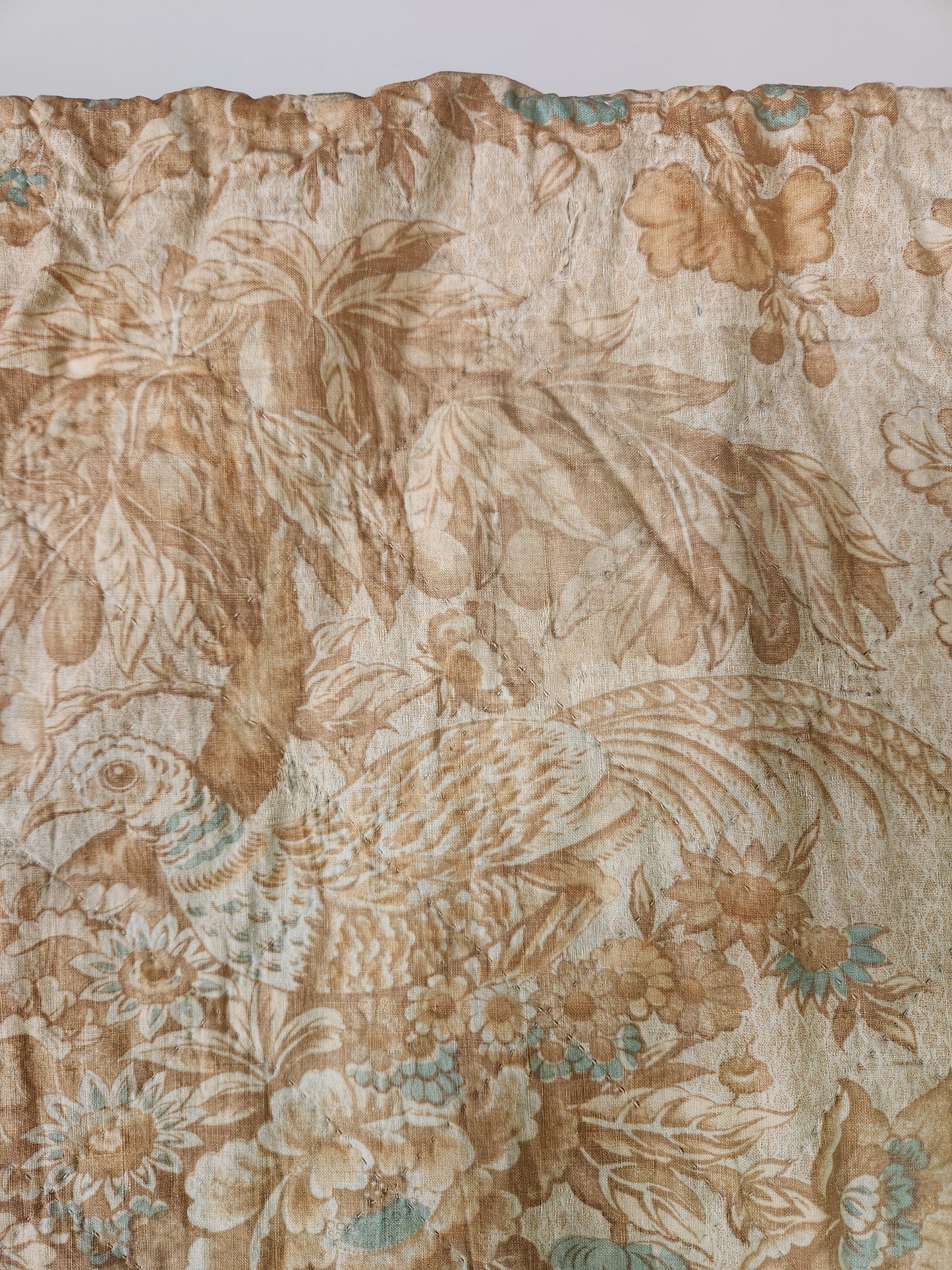 Antique Pheasants and Plum Tree Whole Cloth Chintz Quit