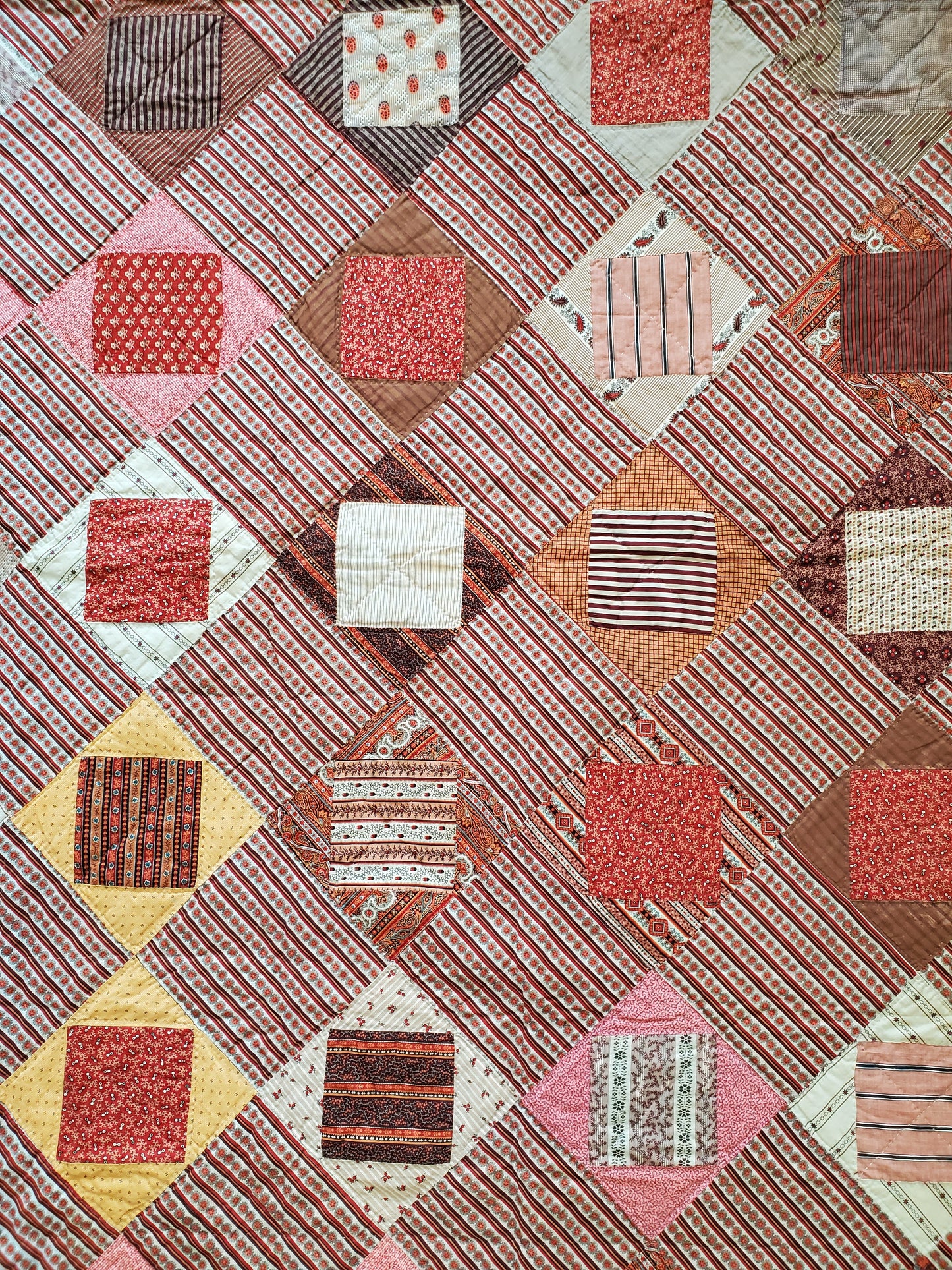 Square in a Square Antique Quilt ca 1870
