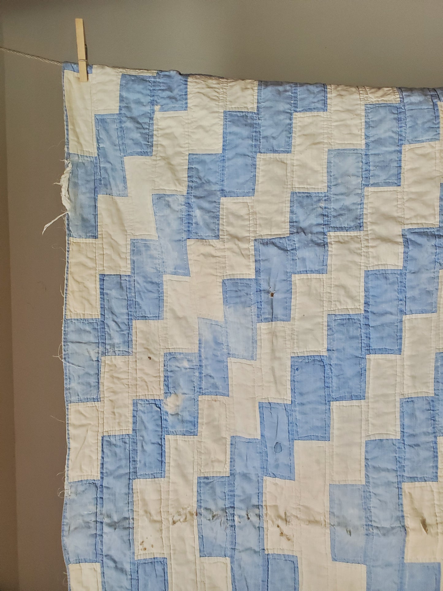 Blue and White Patchwork Crib Quilt
