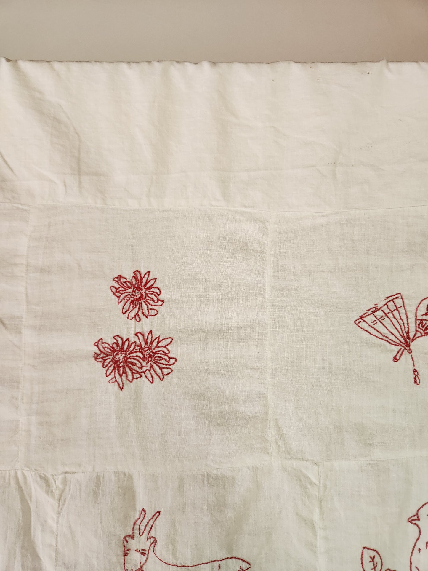 Child’s Redwork Quilt Top Coverlet 1917
