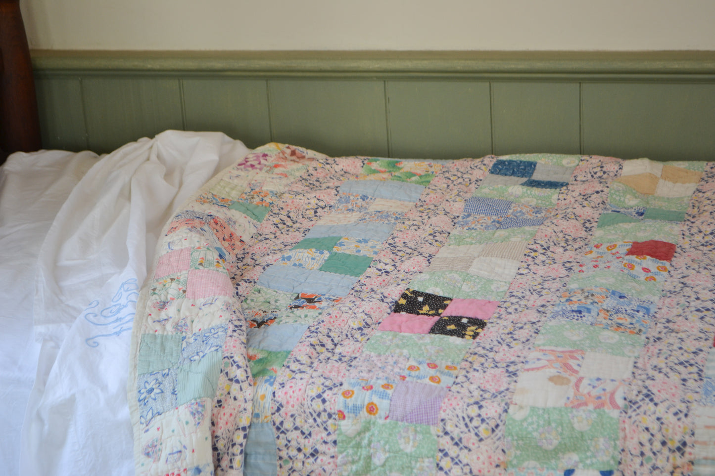 Vintage Patchwork Feed Sack Quilt c1930