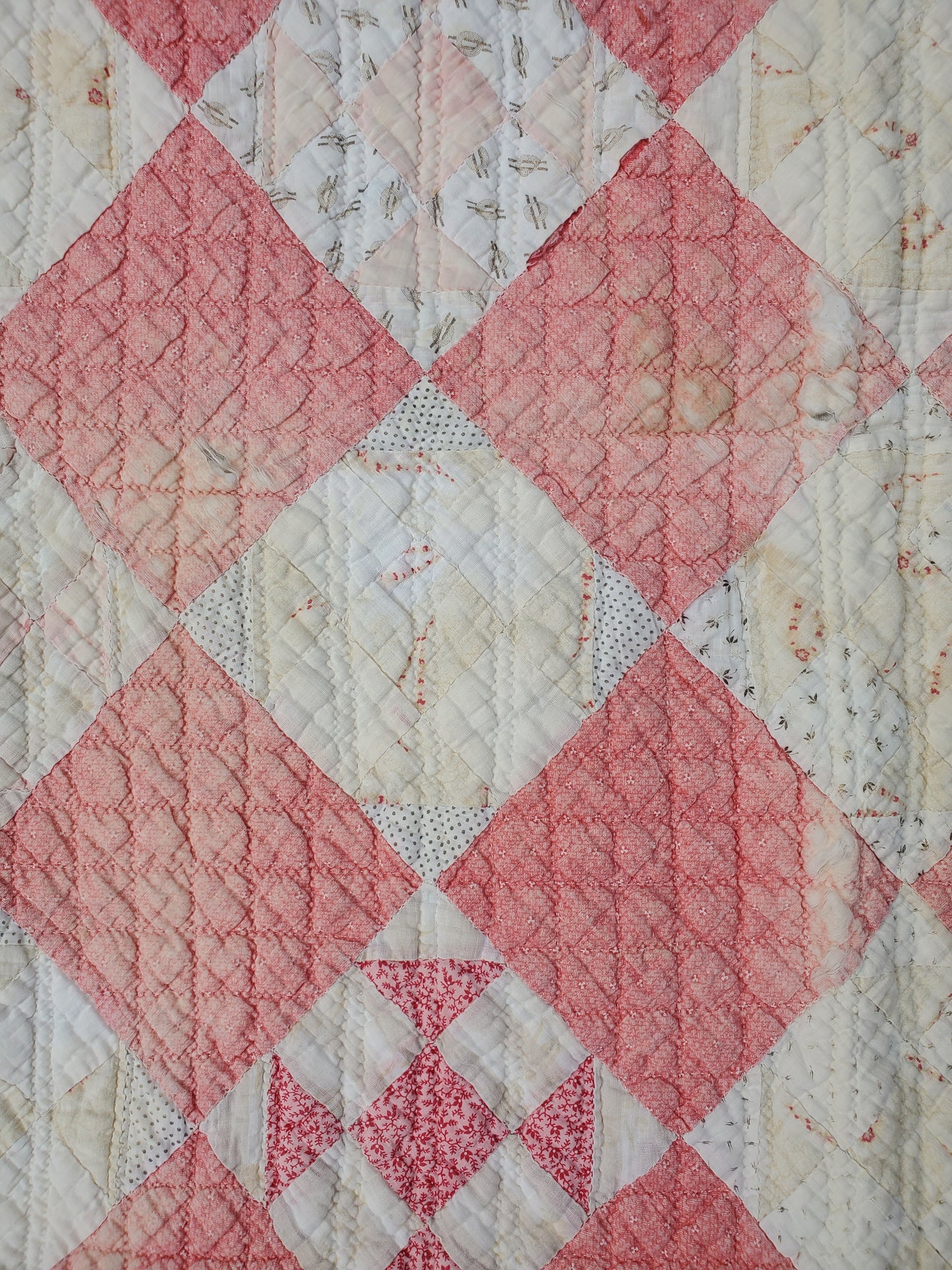 Antique Pink & White Patchwork Quilt