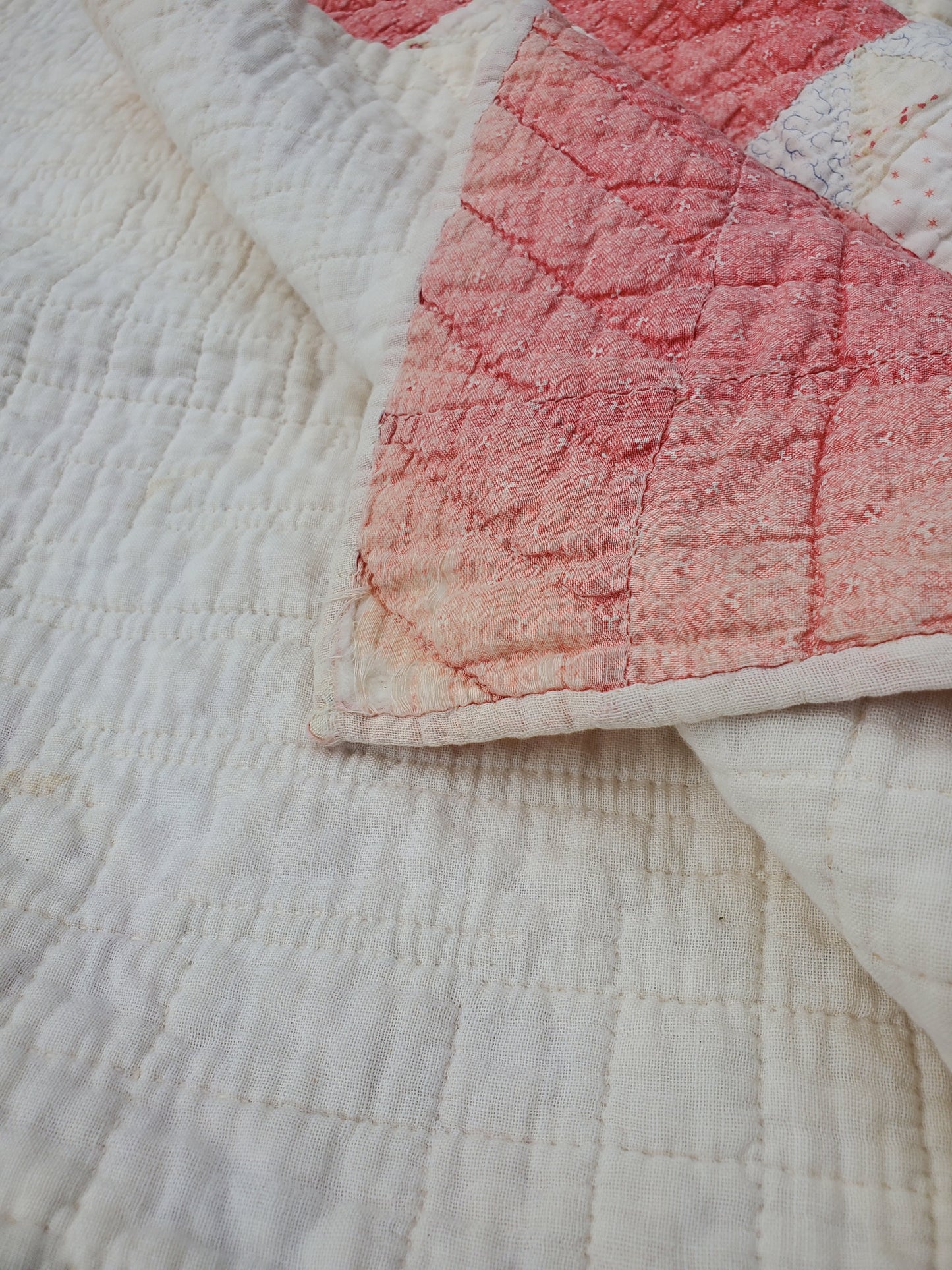 Antique Pink & White Patchwork Quilt