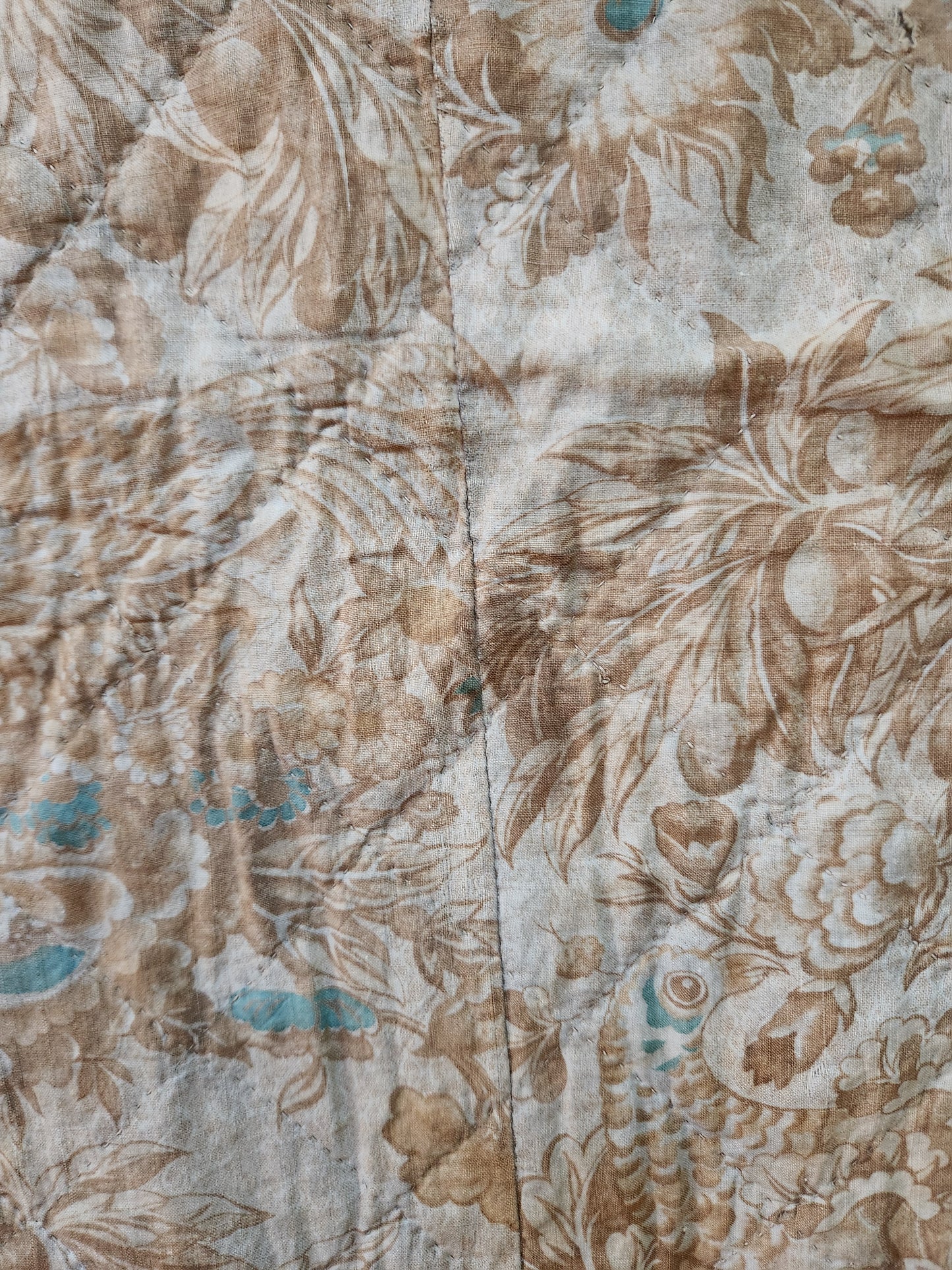 Antique Pheasants and Plum Tree Whole Cloth Chintz Quit