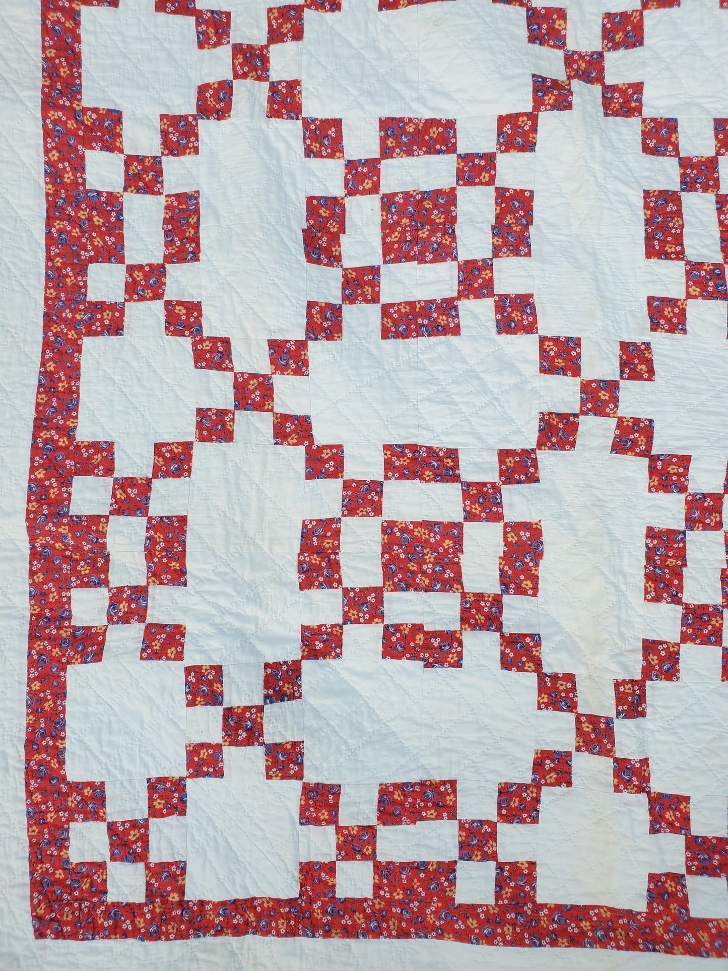 Red Rose Vintage Patchwork Quilt