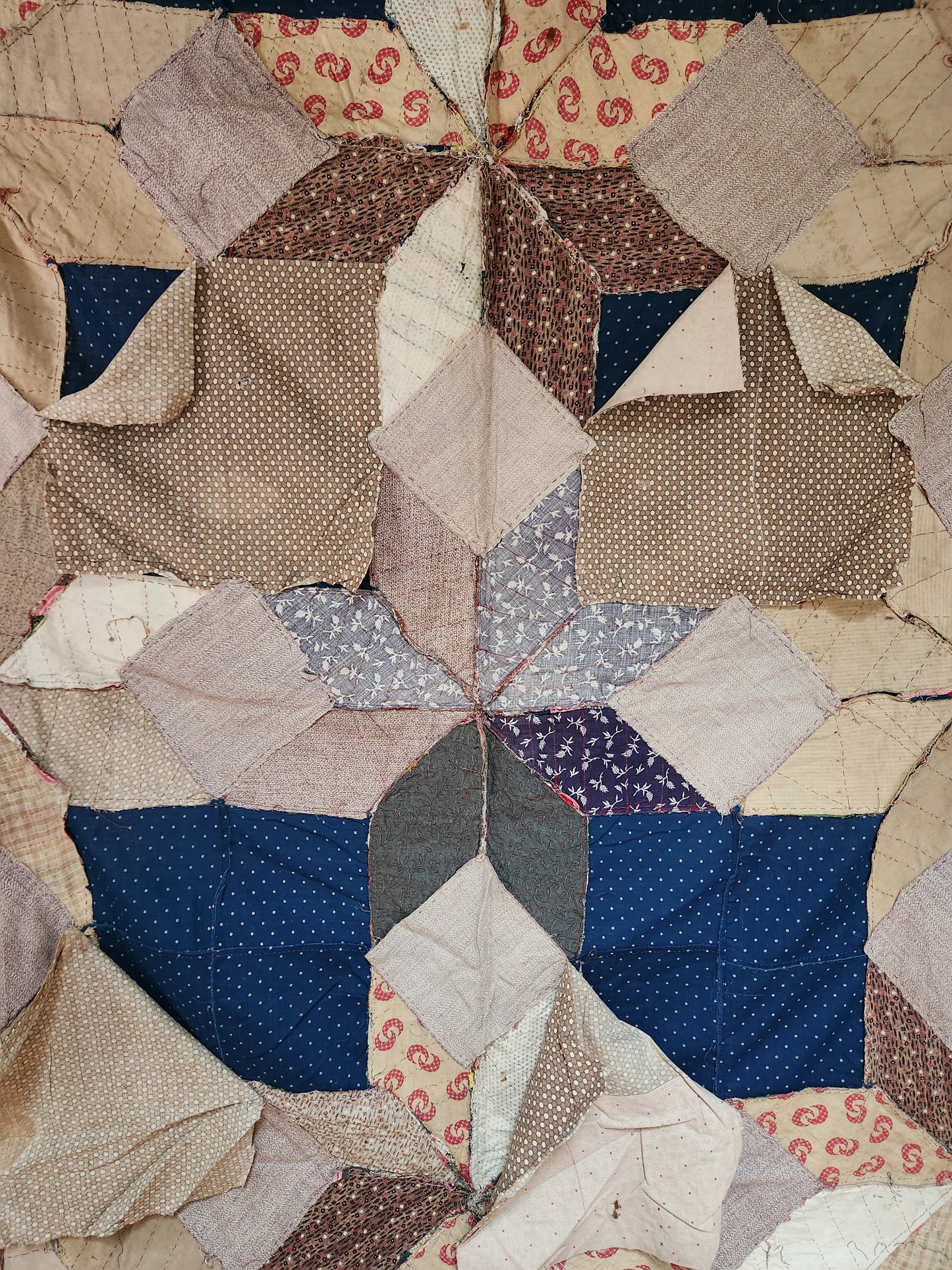 Stunning 19th Century String Star Quilt Top