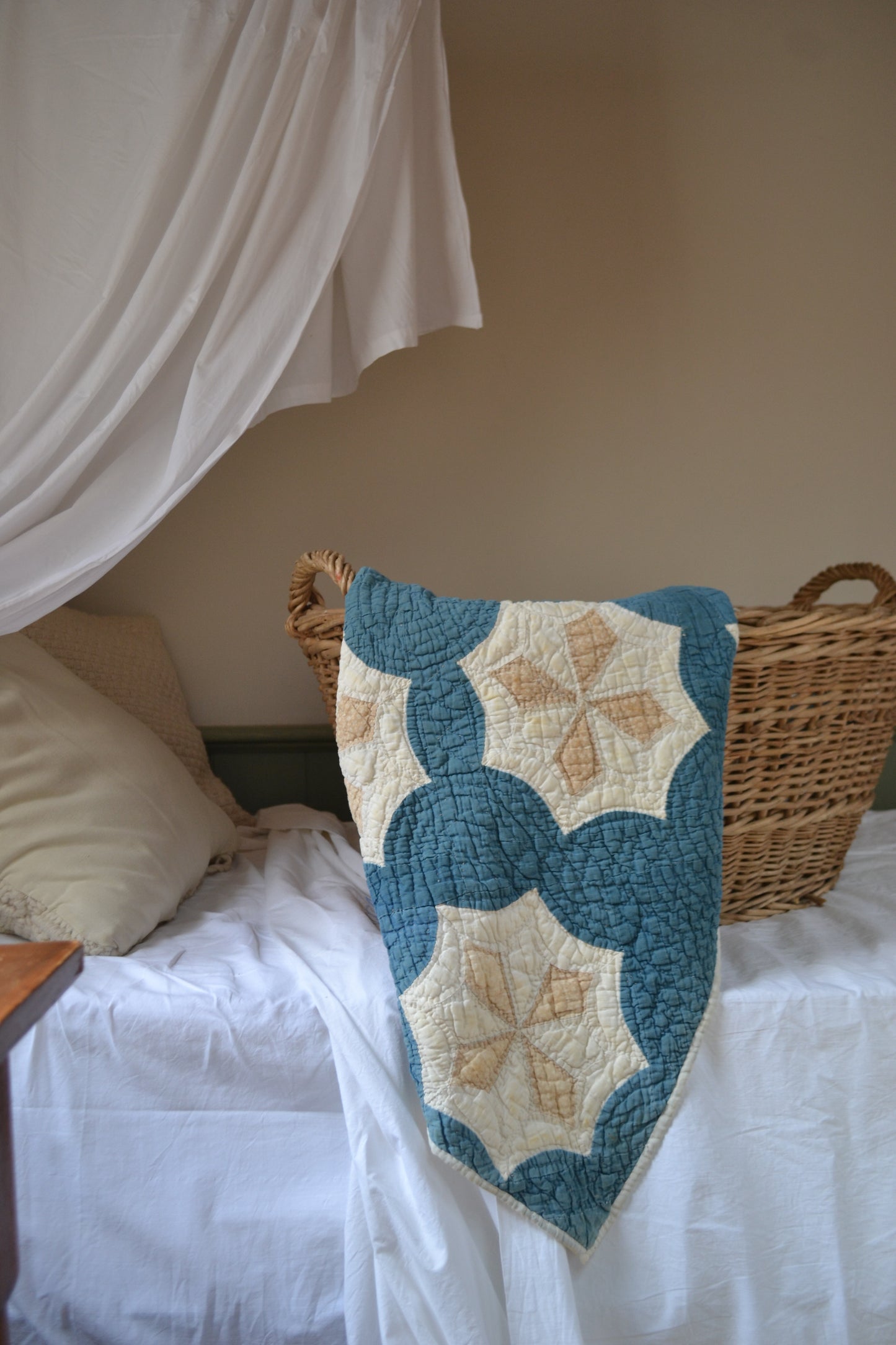 Home Again Blue & White Antique Quilt, ca 1900