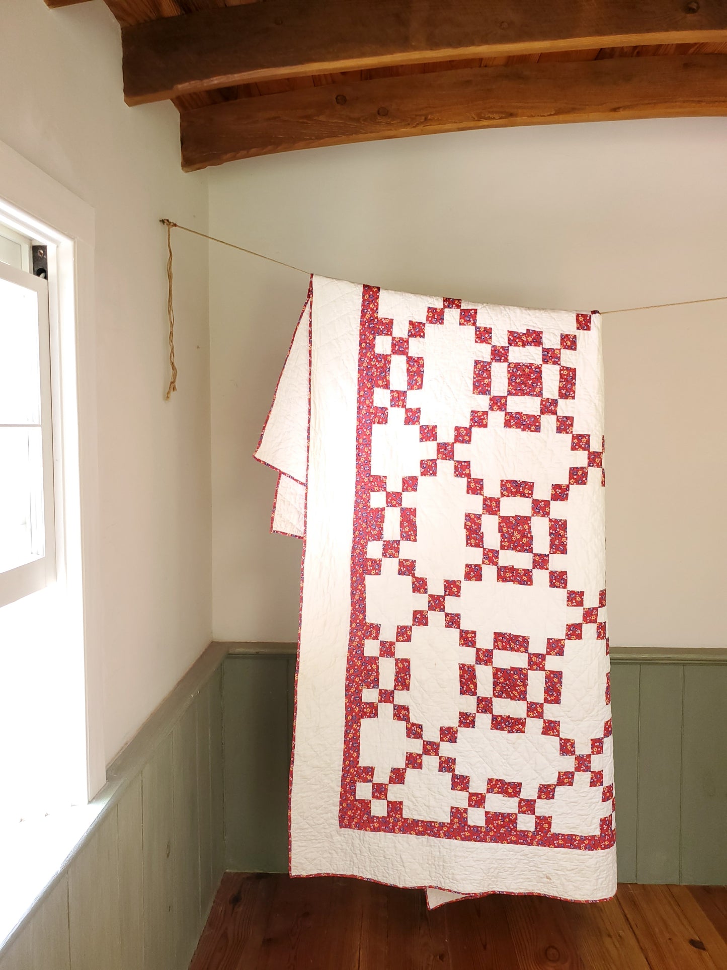 Red Rose Vintage Patchwork Quilt