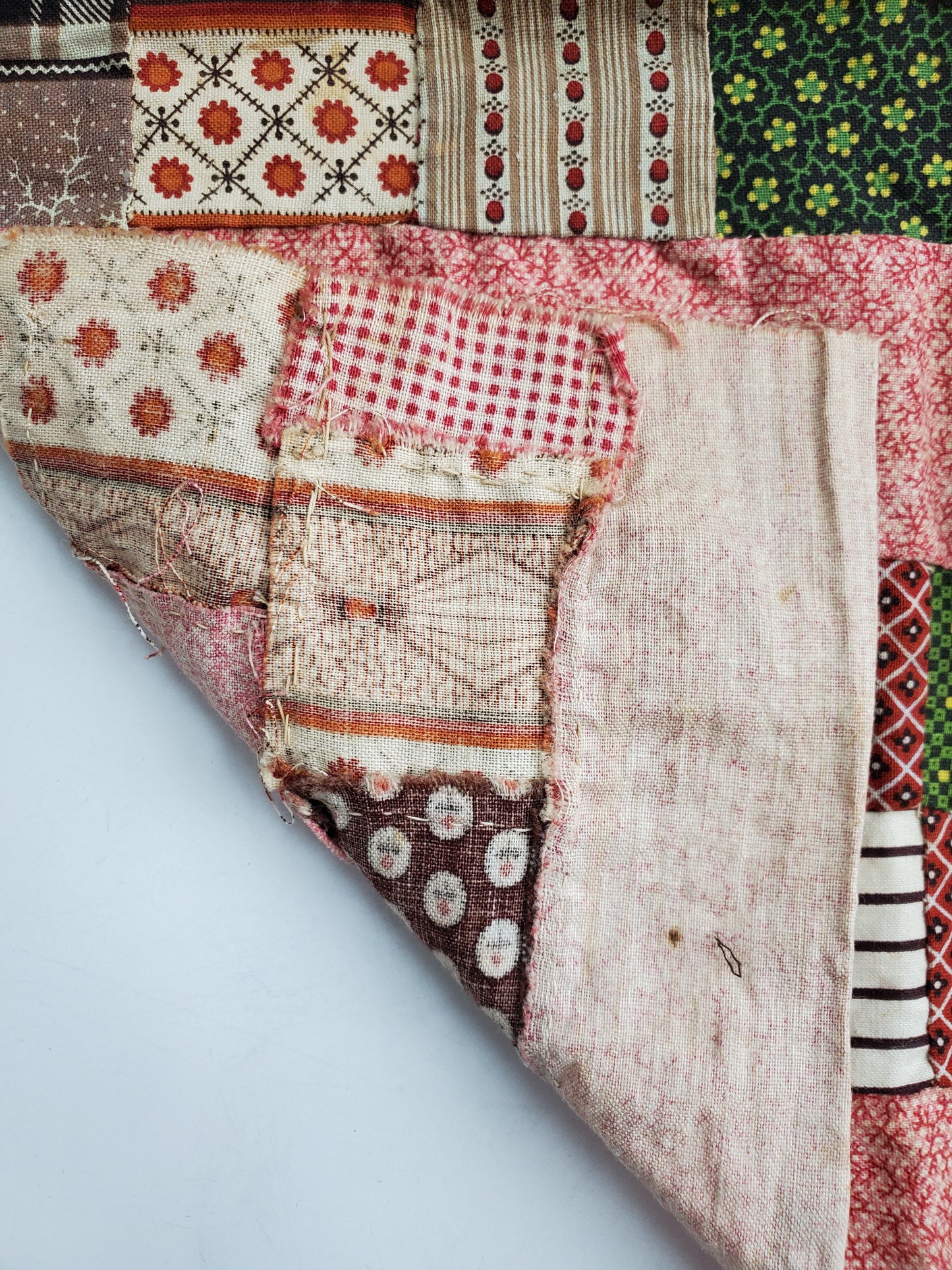 Small, 19th Century,Unfinished Quilt Section in Double Pink and Madder