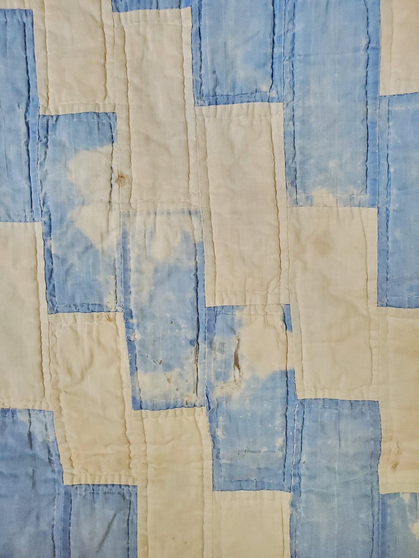 Blue and White Patchwork Crib Quilt