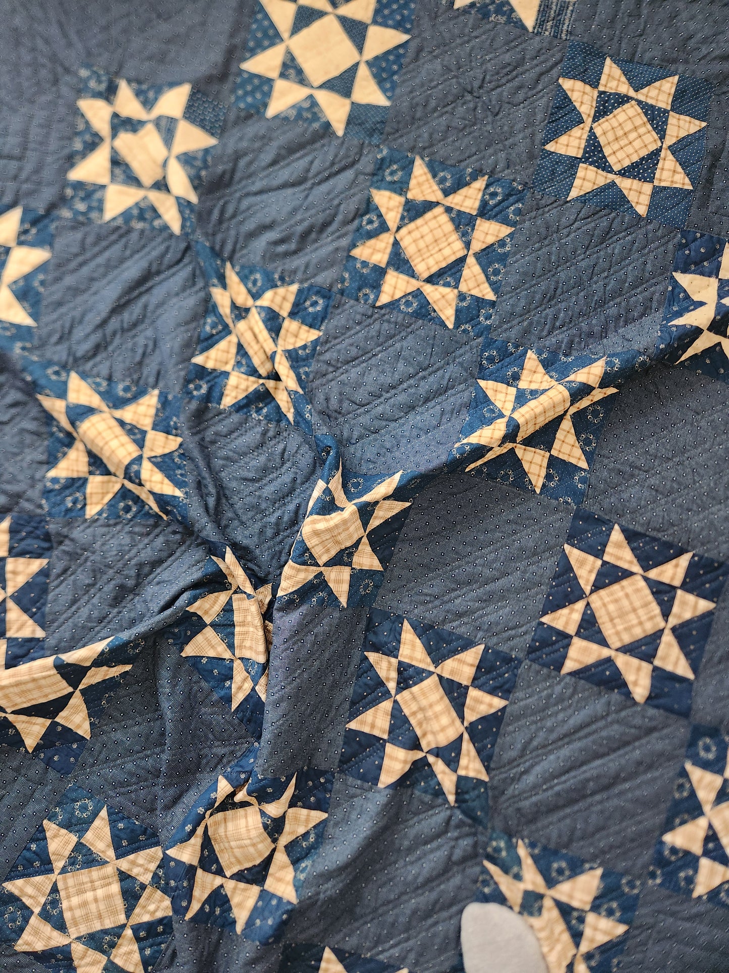 Blue Antique Ohio Star Quilt c1900
