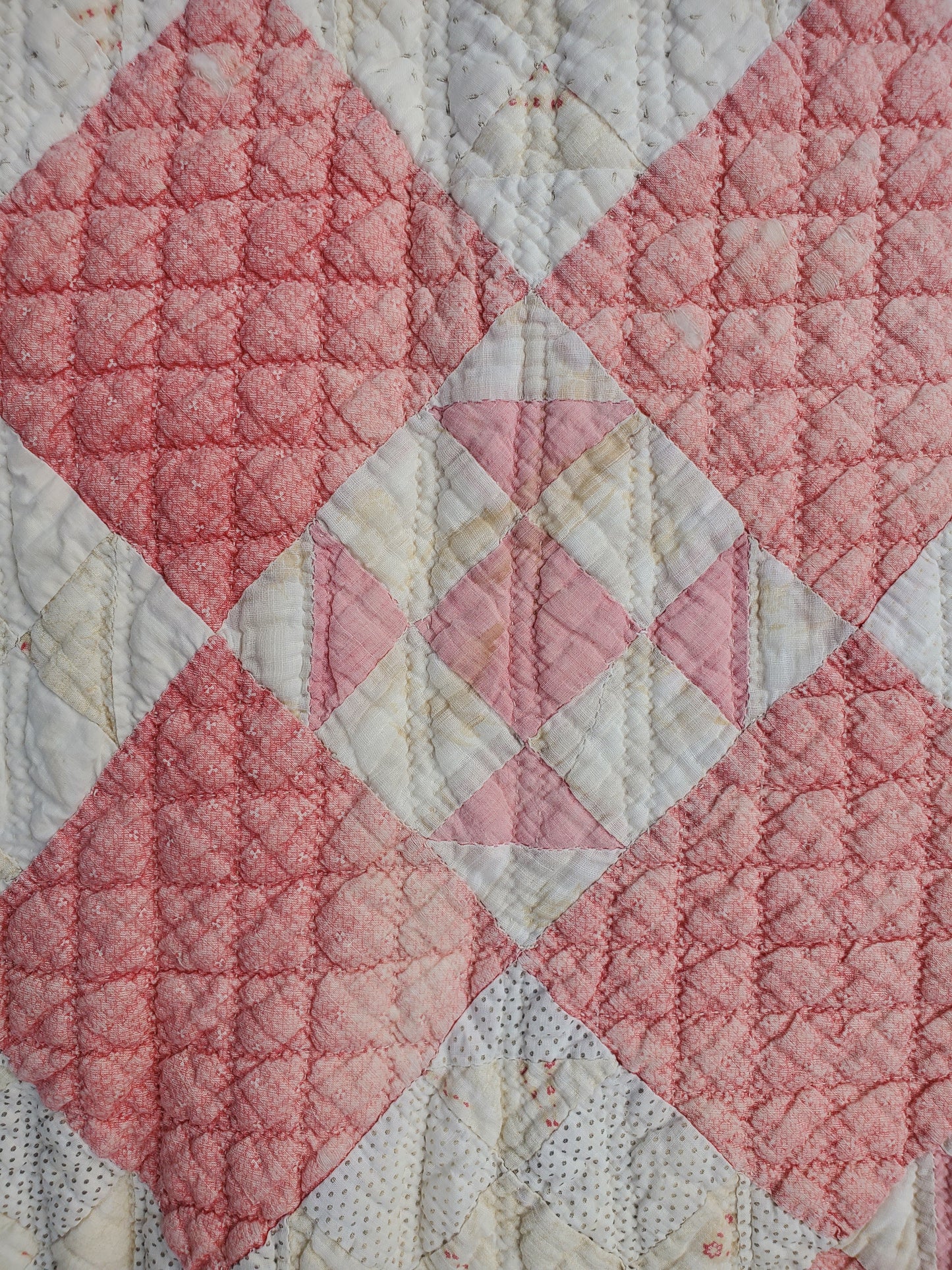 Antique Pink & White Patchwork Quilt
