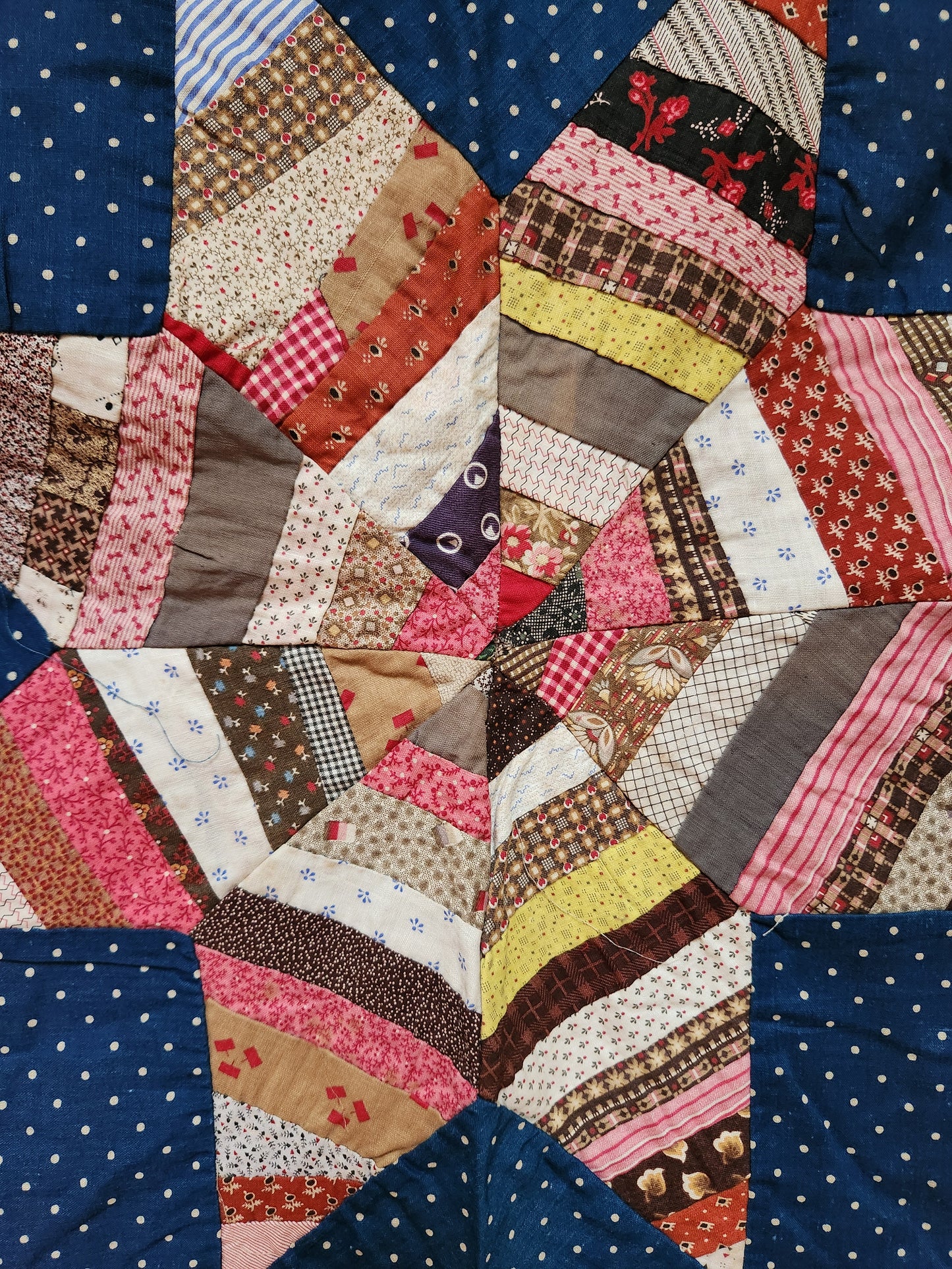 Stunning 19th Century String Star Quilt Top