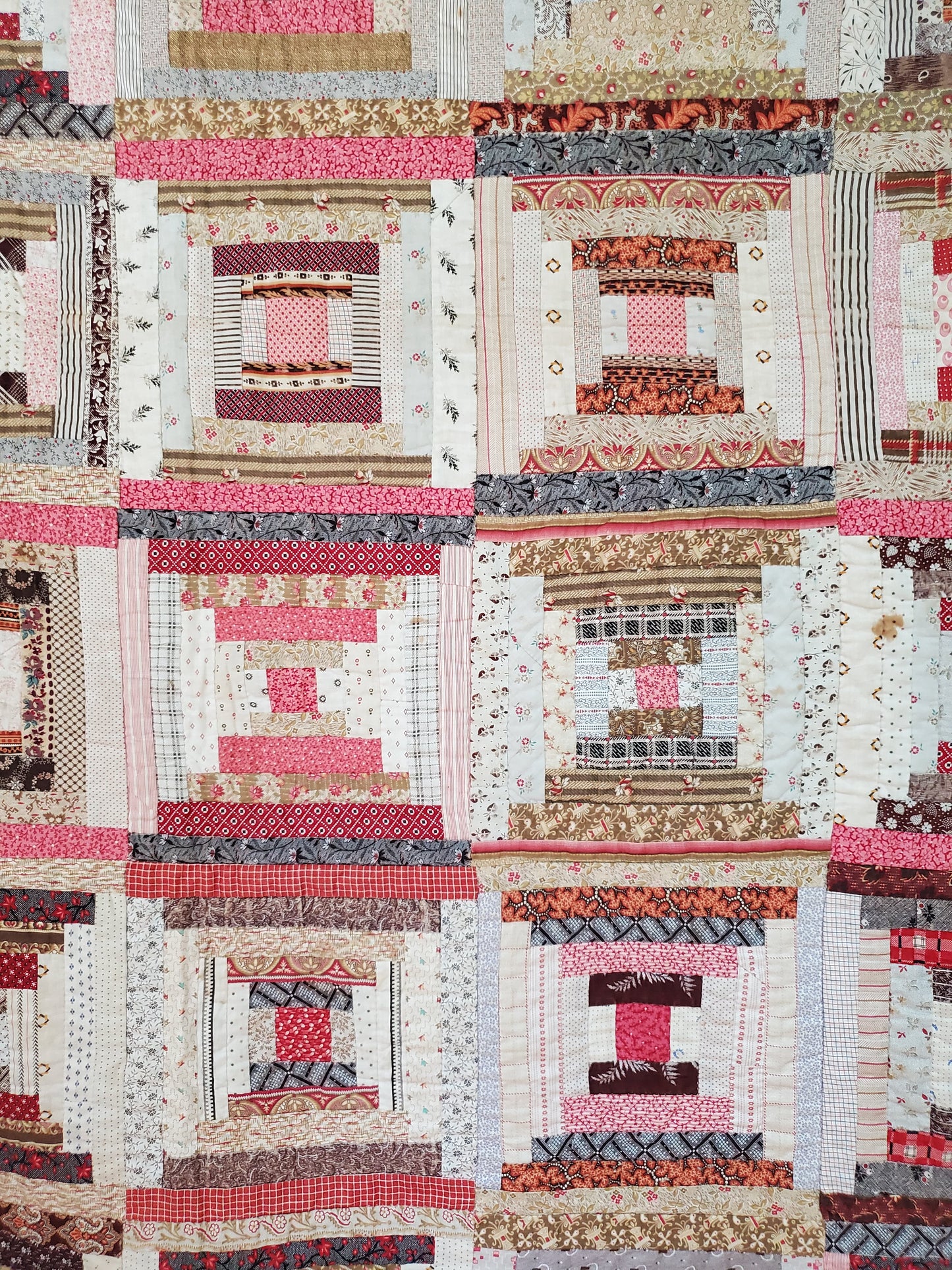 Antique Log Cabin Quilt c1890