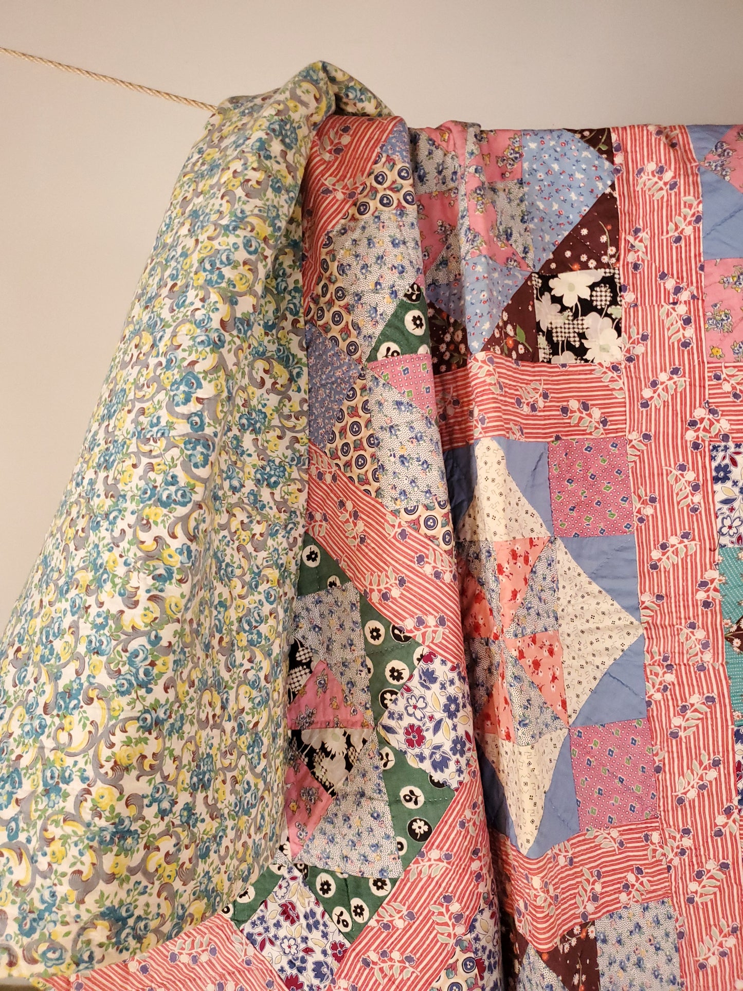 Scrappy Pinwheel Vintage Quilt c1940