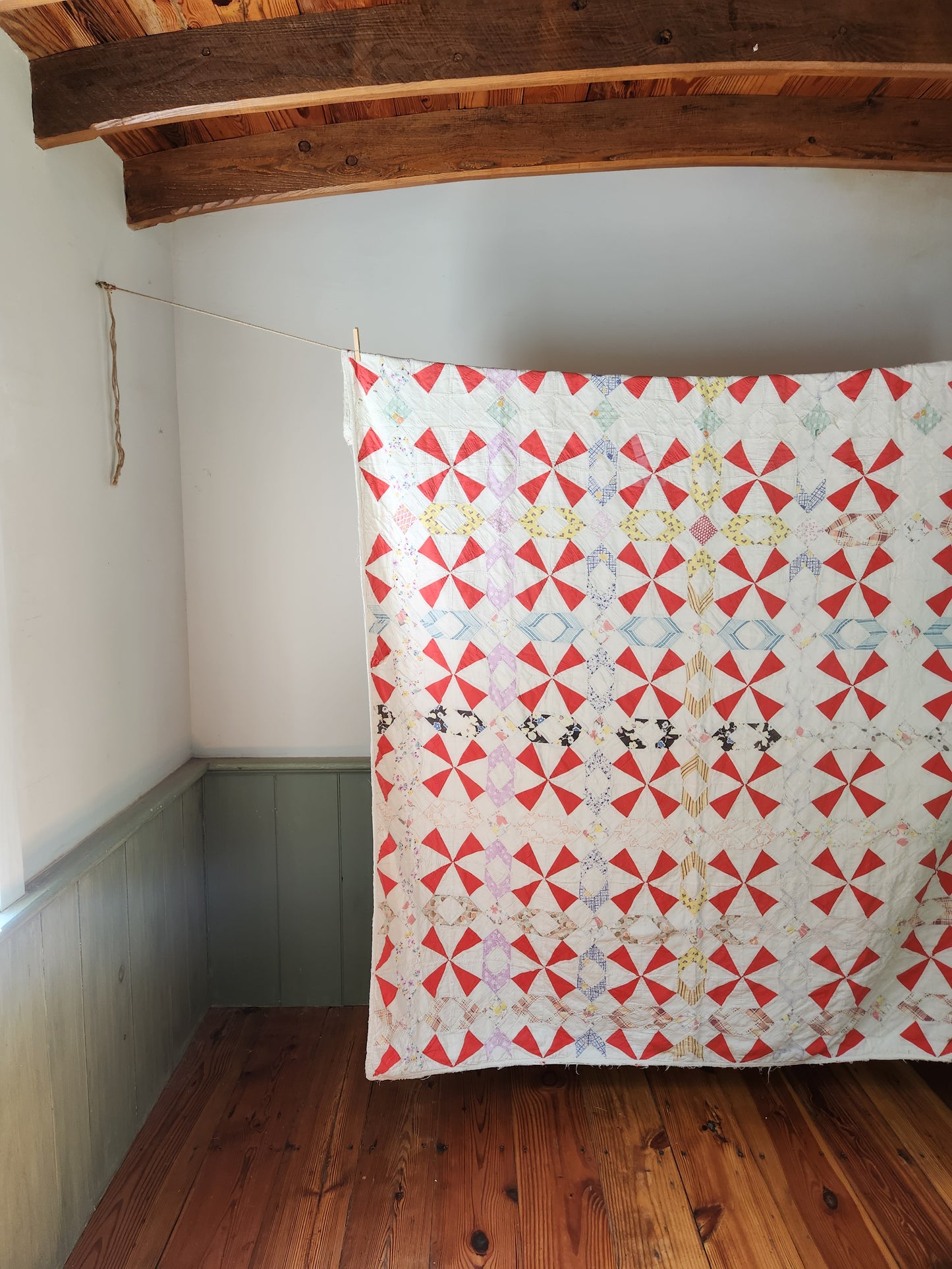 Vintage Pinwheel Picnic Quilt c1940