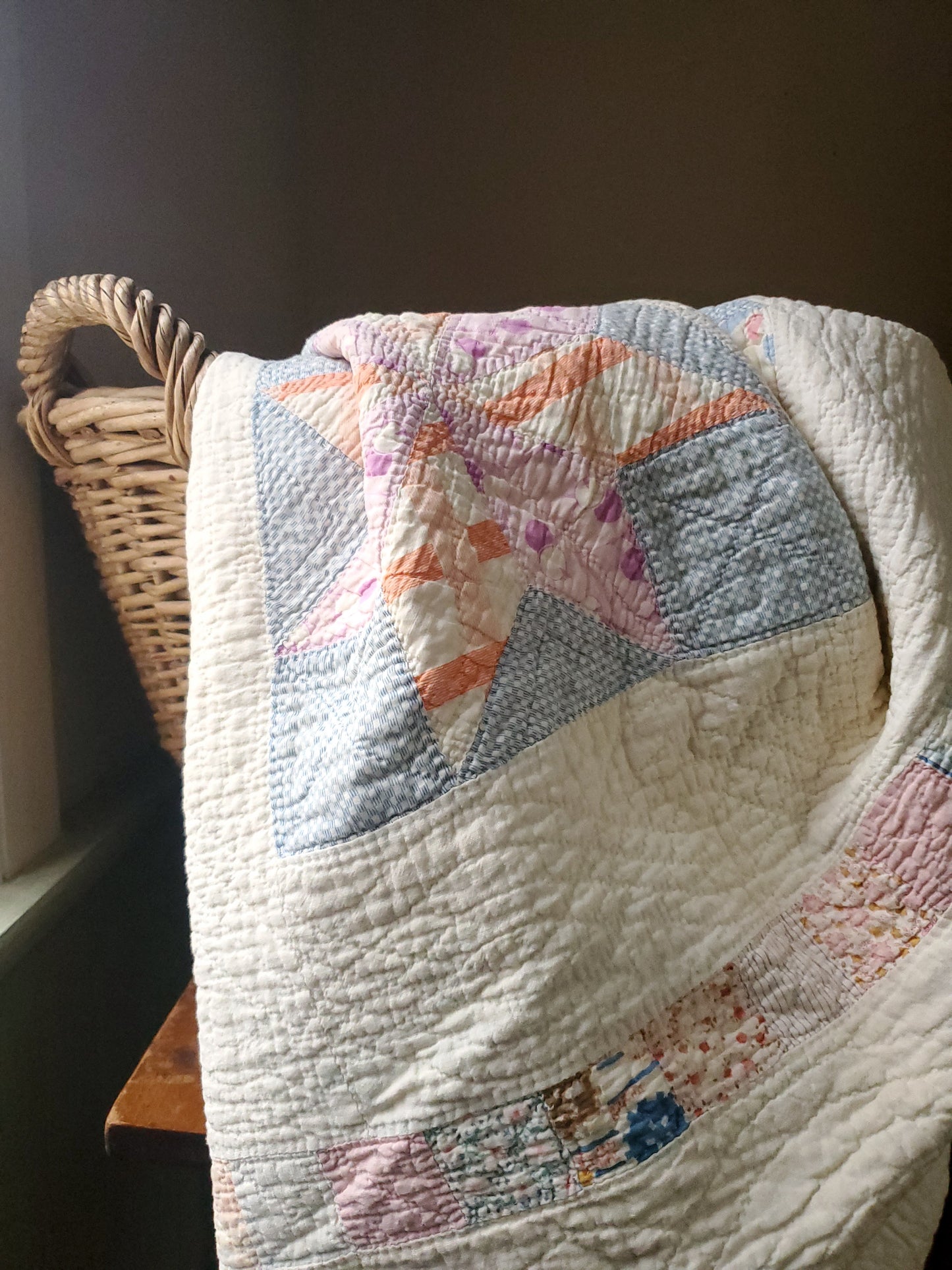 Vintage Feed Sack Star Quilt c1930