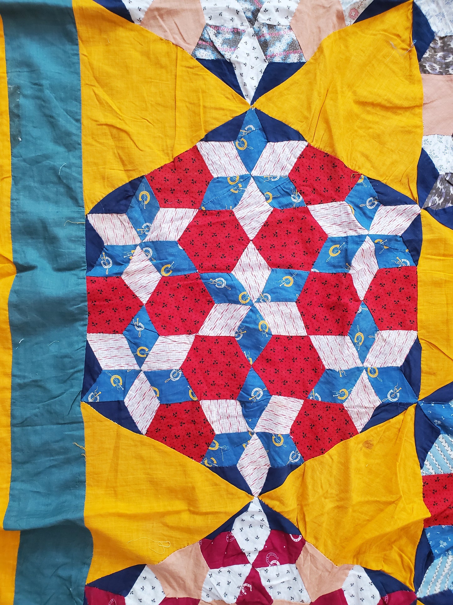 Seven Sisters Antique Quilt Top, ca 1890