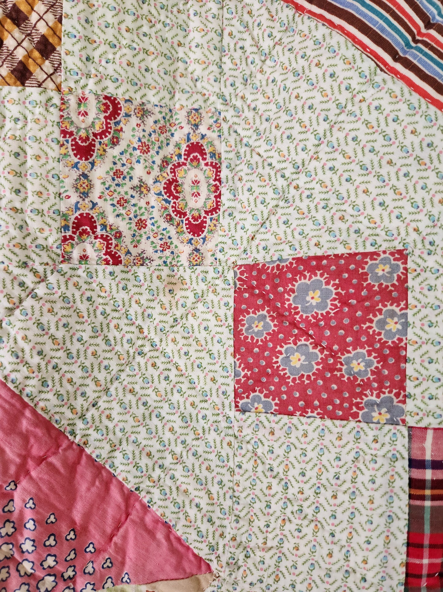 Unique Vintage Patchwork Quilt with Ruffles c1940