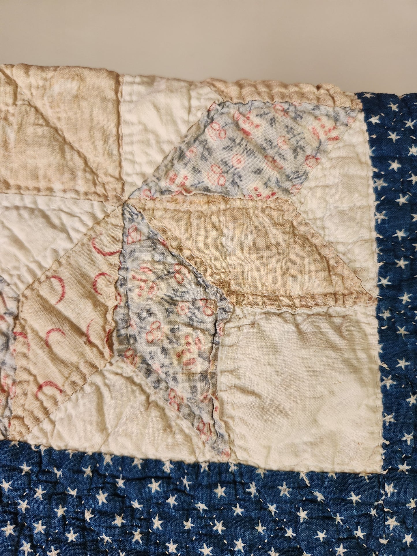 Indigo Patchwork Star Quilt c1900