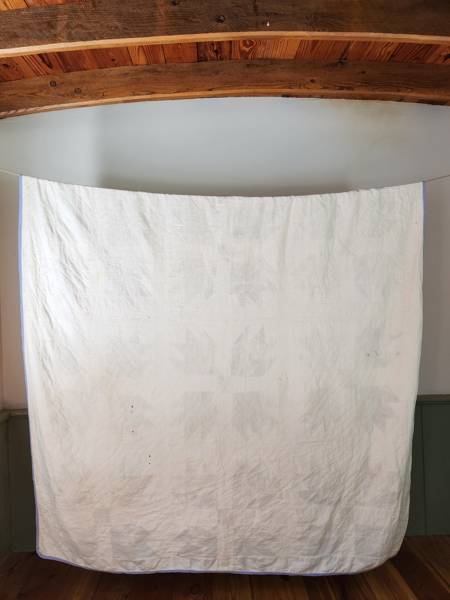 Antique Indigo and White Bear Paw Quilt c1900