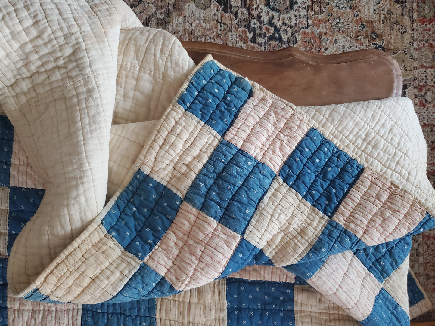 Antique Indigo Patchwork Quilt, ca 1920