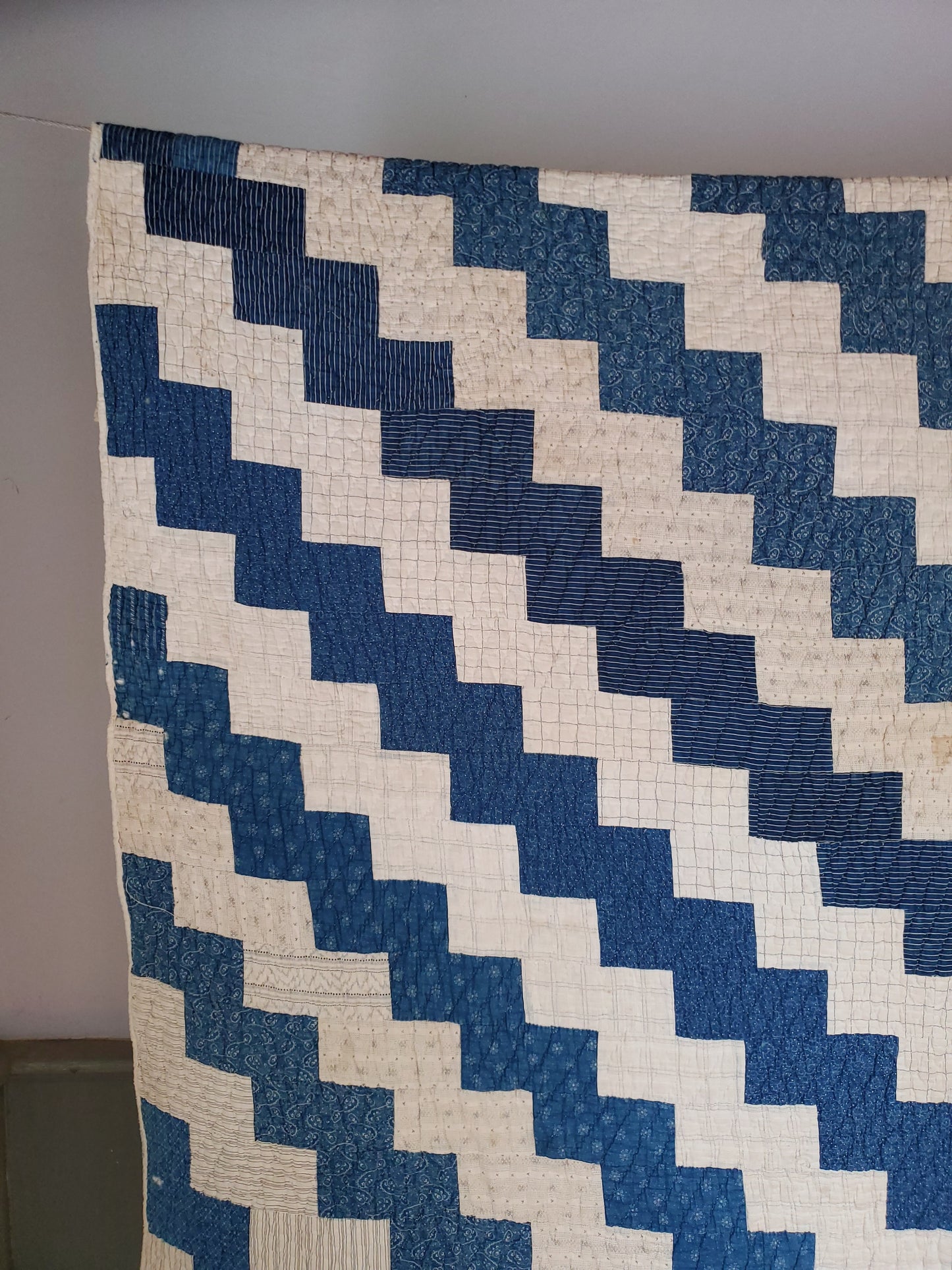 Blue Streak Antique Patchwork Quilt