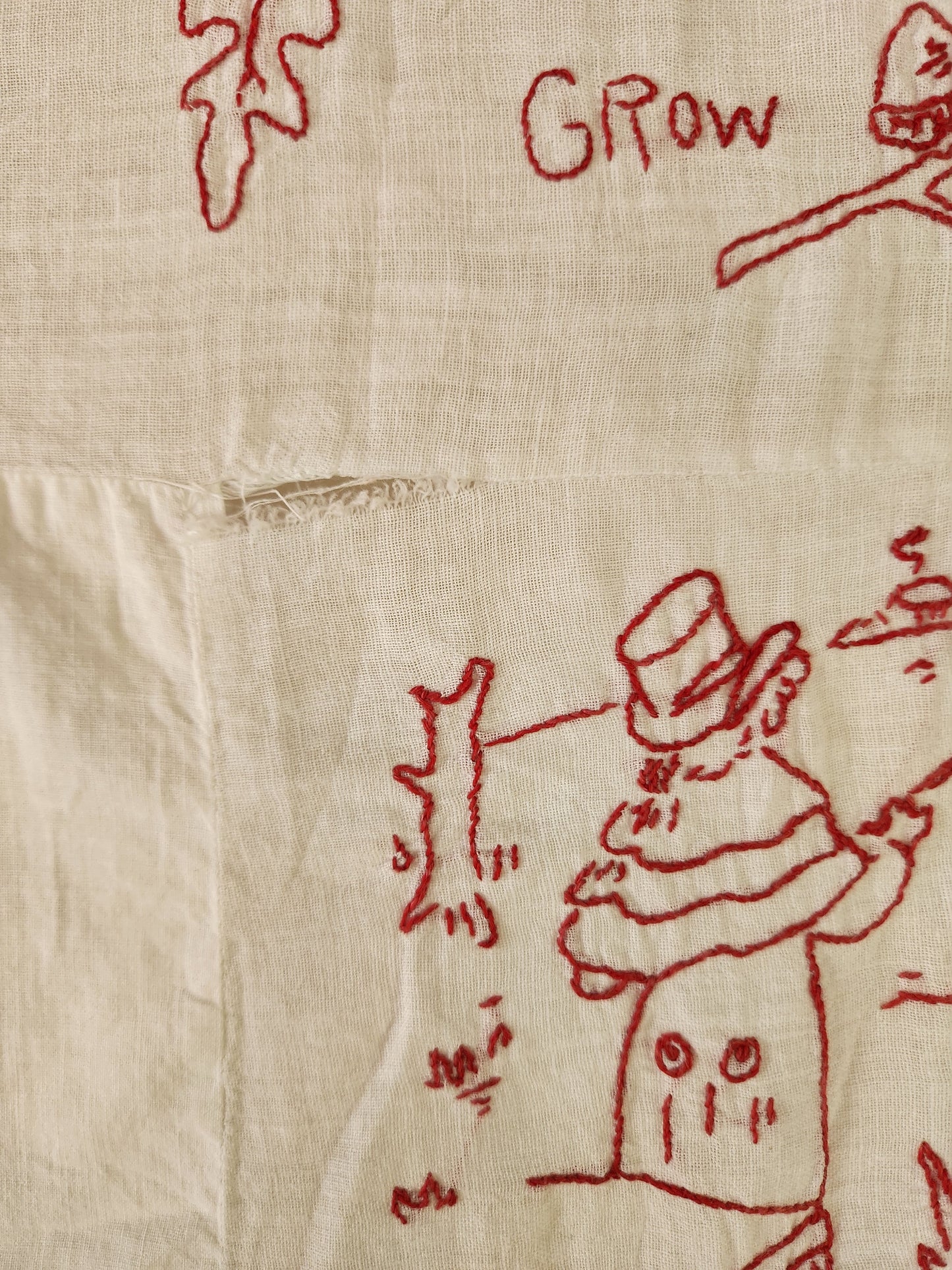 Child’s Redwork Quilt Top Coverlet 1917