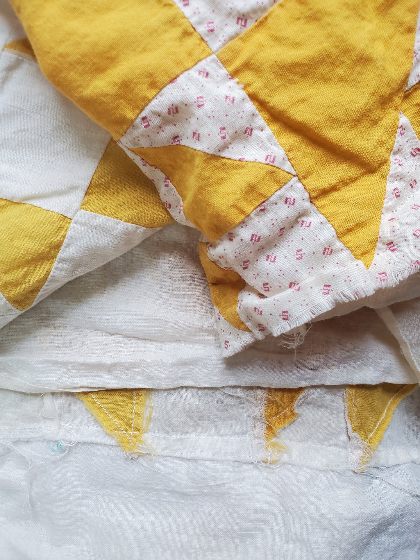 Yellow & White Double X Quilt Top