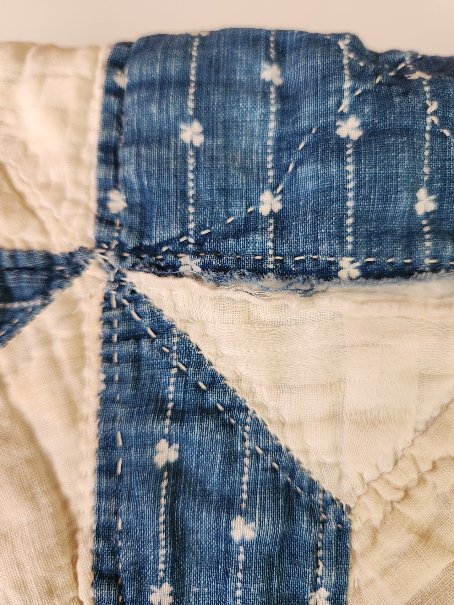 Indigo Patchwork Star Quilt c1900