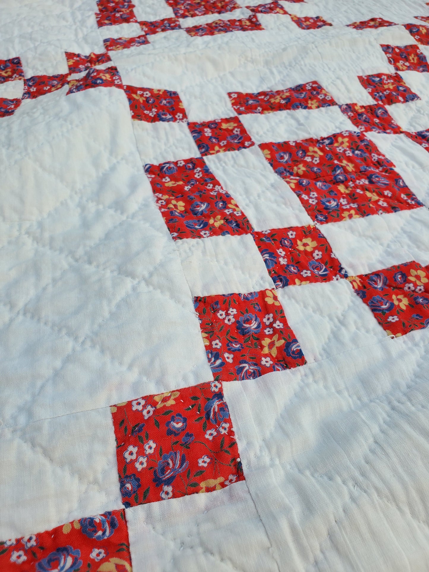 Red Rose Vintage Patchwork Quilt