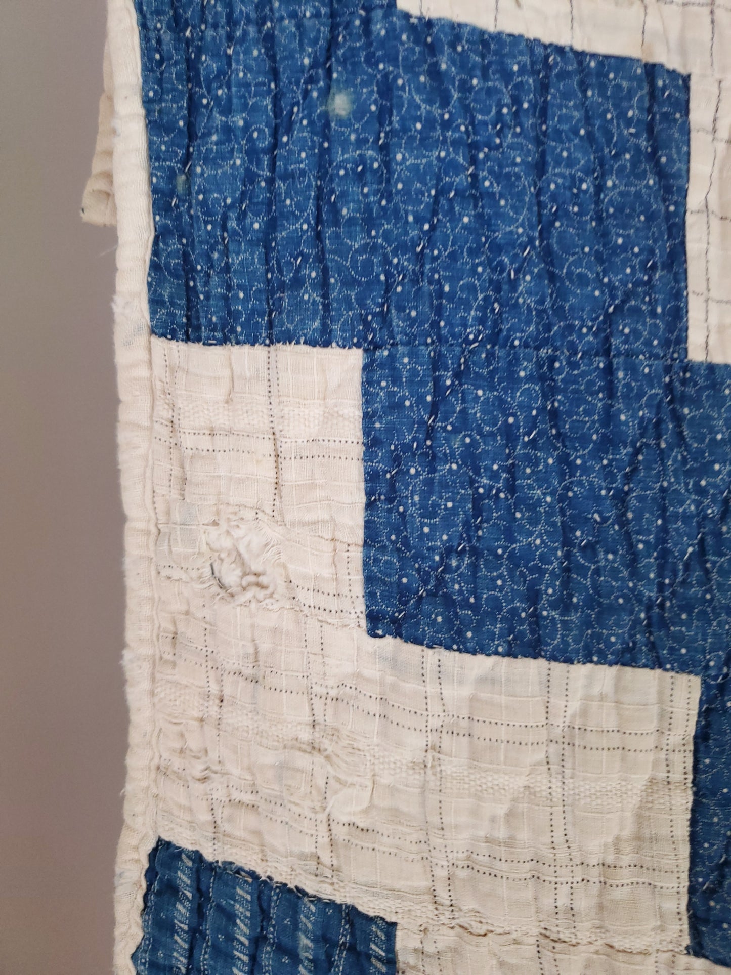 Blue Streak Antique Patchwork Quilt