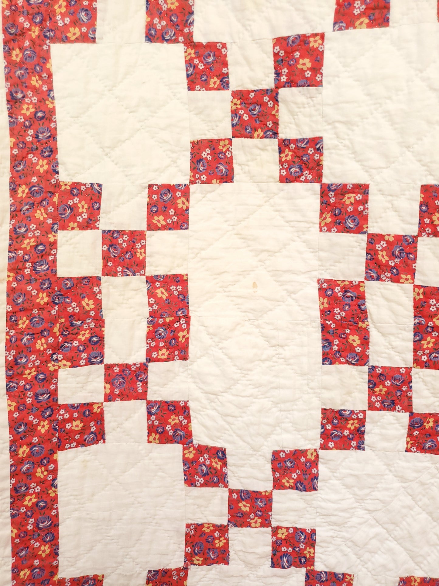 Red Rose Vintage Patchwork Quilt