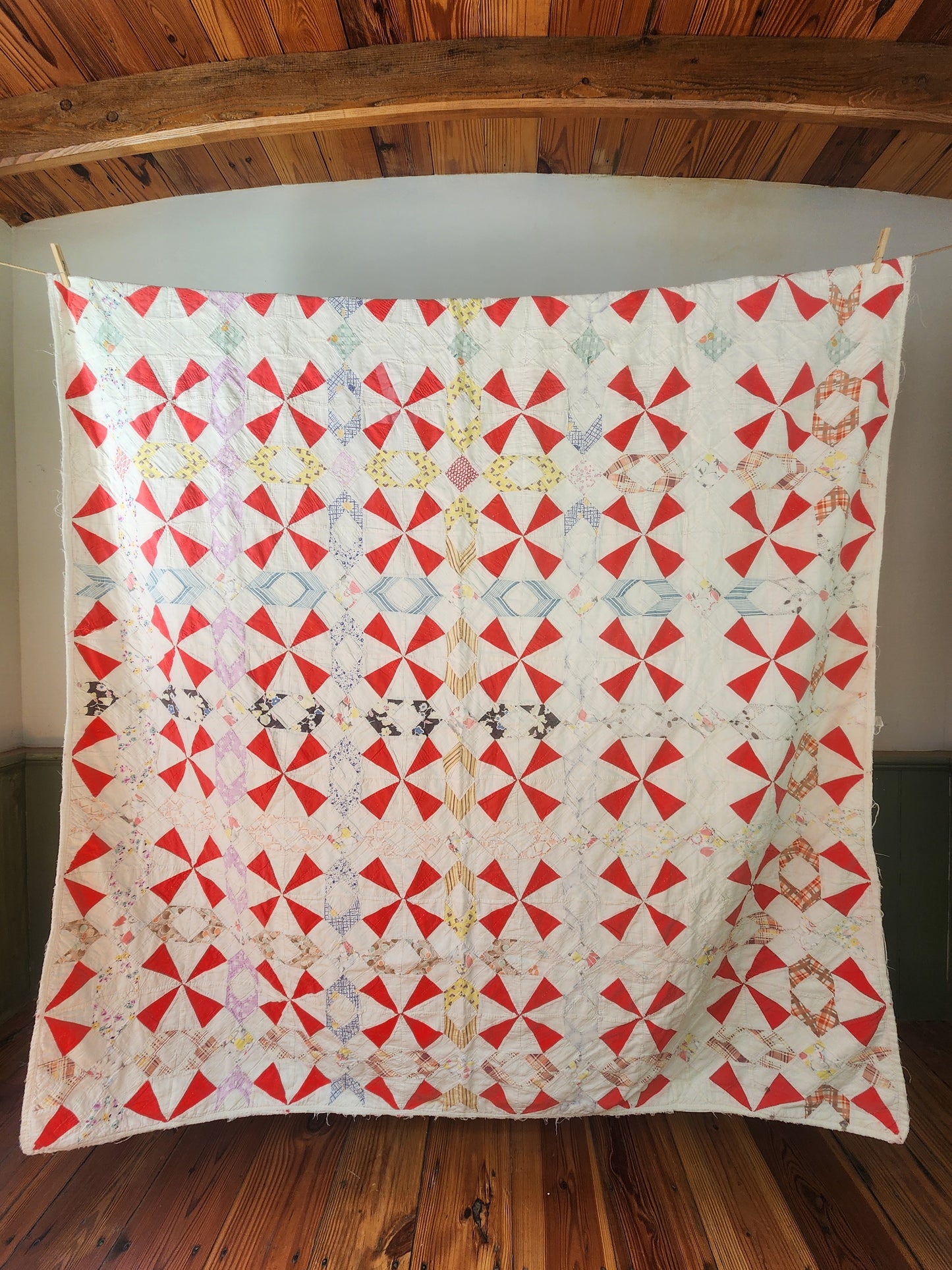 Vintage Pinwheel Picnic Quilt c1940
