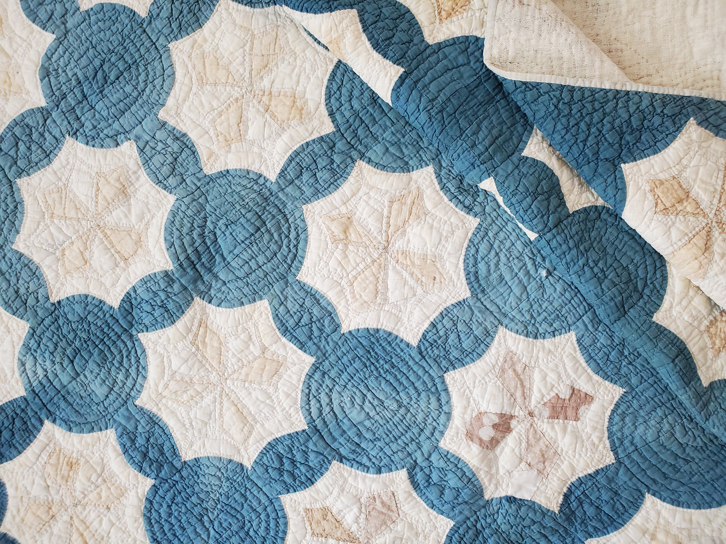 Home Again Blue & White Antique Quilt, ca 1900